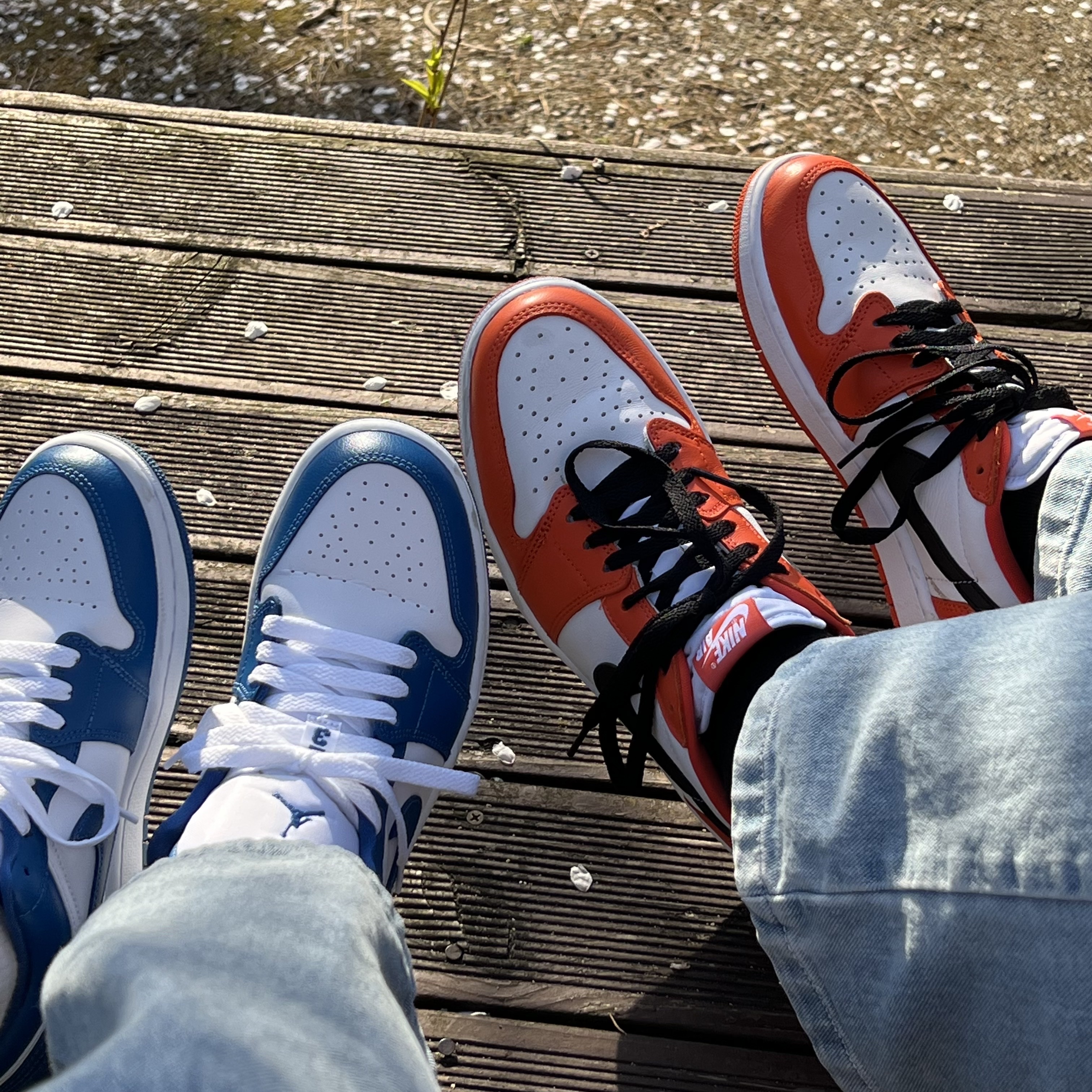 Jordan 1 Low OG Starfish, (W) Jordan 1 Low White Dark Marina Blue 착용 스타일