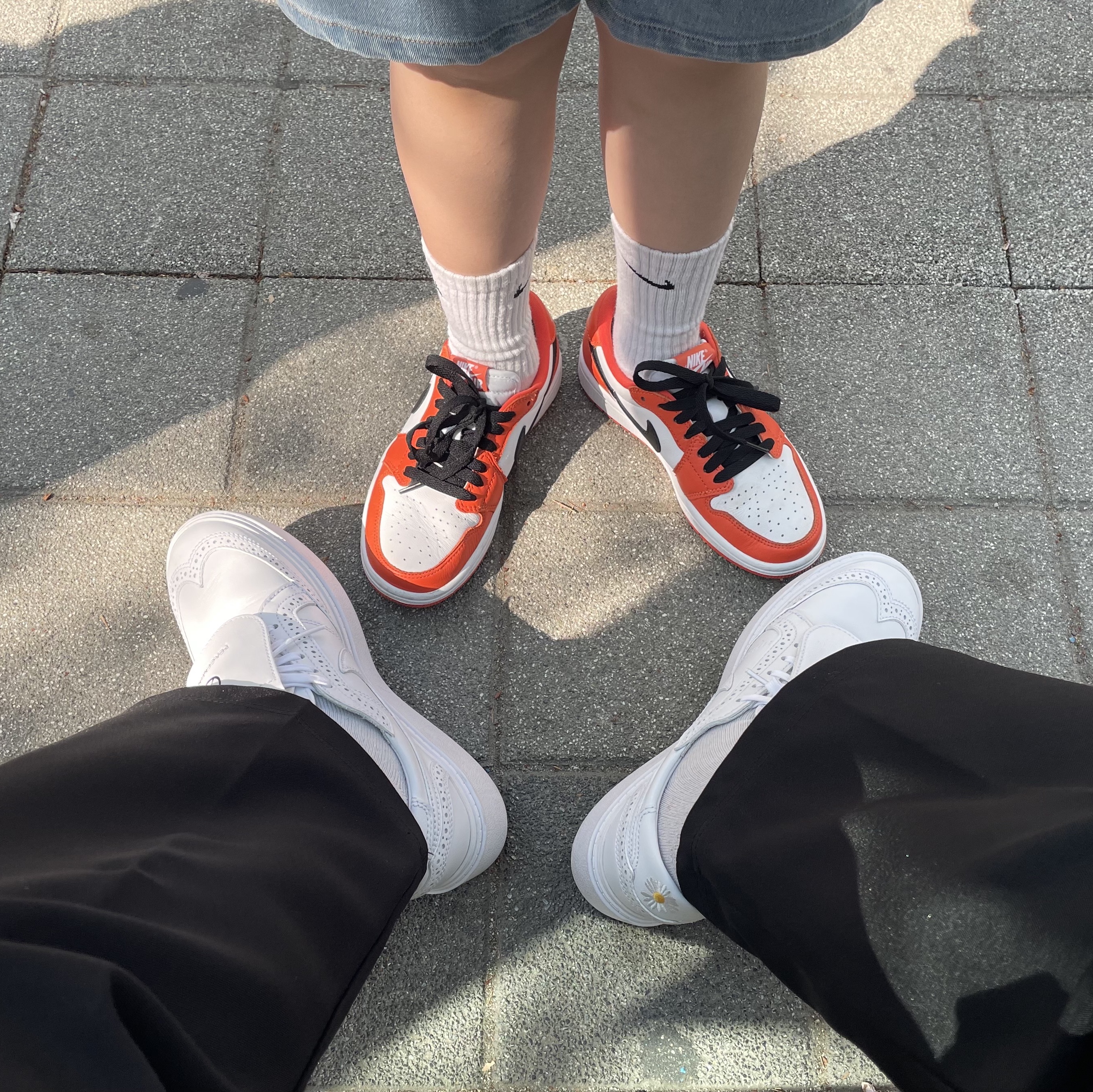 Nike x Peaceminusone Kwondo1 White, (W) Jordan 1 Low OG Starfish 착용 스타일