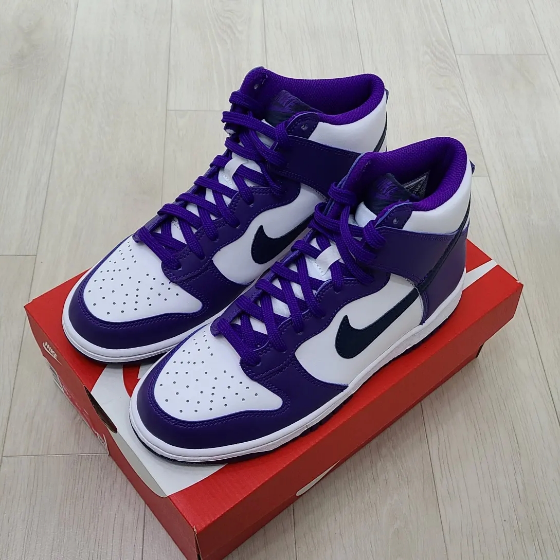 (GS) Nike Dunk High White Midnight Navy 착용 스타일 - 2