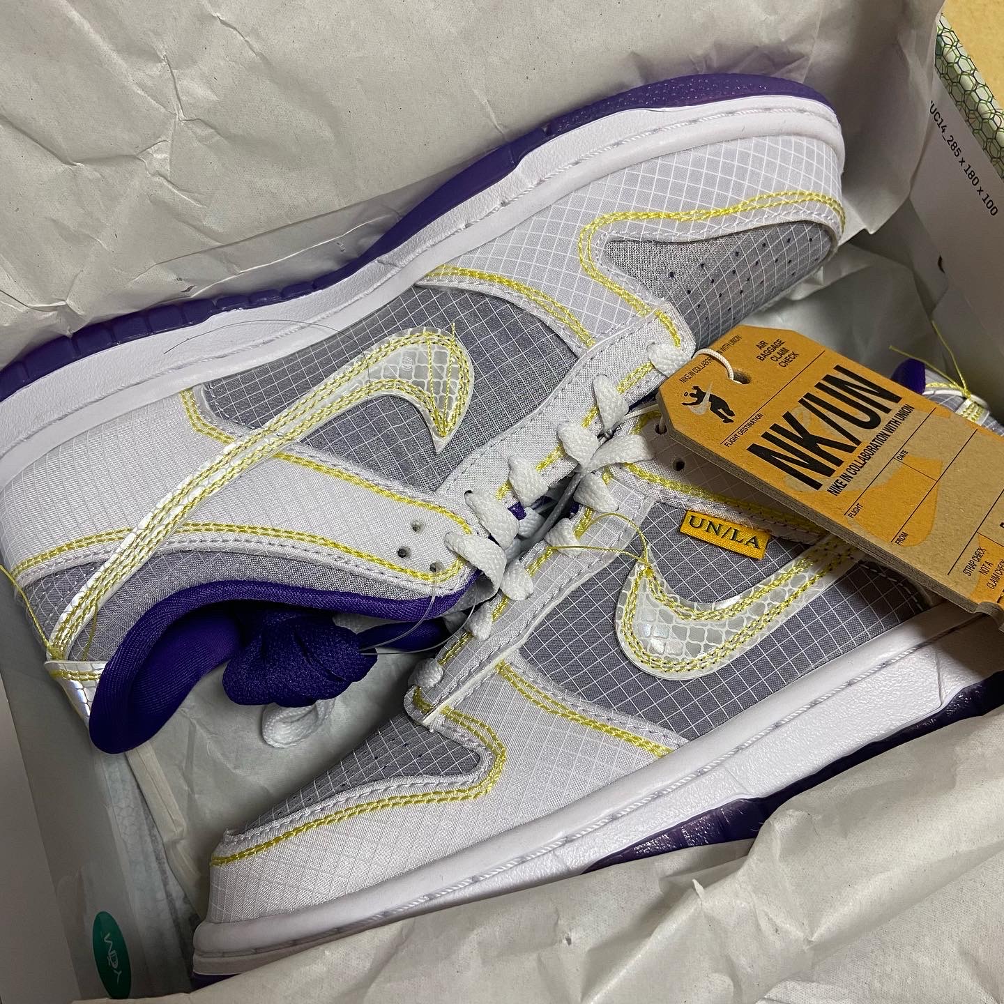 Nike x Union Dunk Low Passport Pack Court Purple White 착용 스타일 - 1