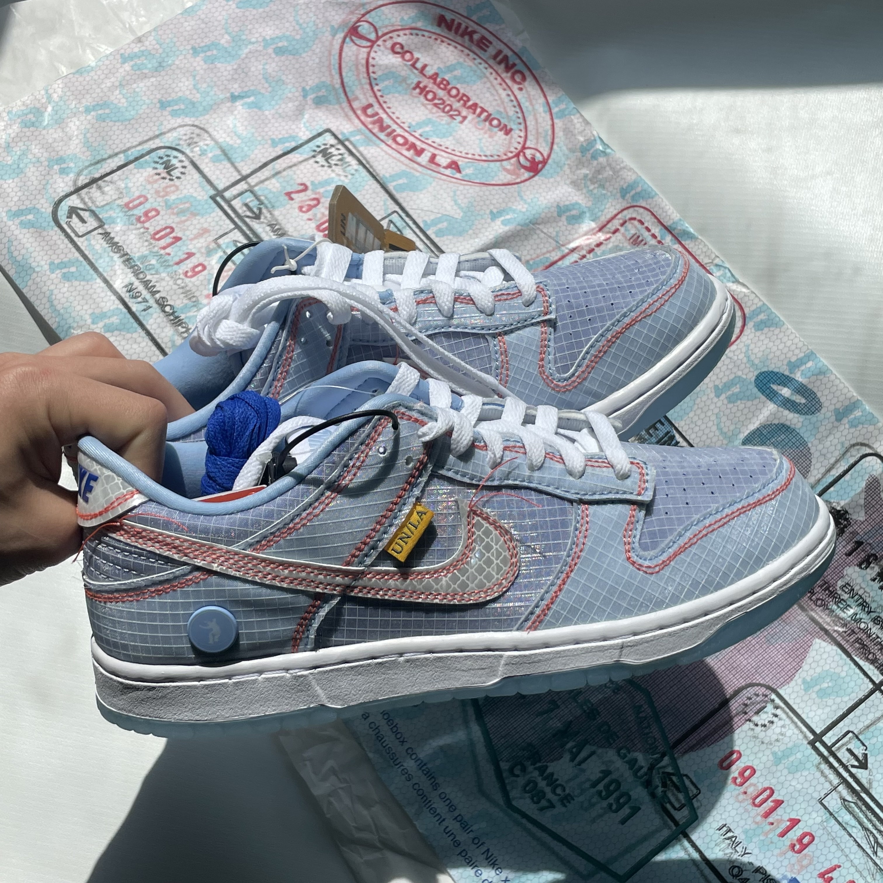 Nike x Union Dunk Low Passport Pack Argon 착용 스타일 - 2