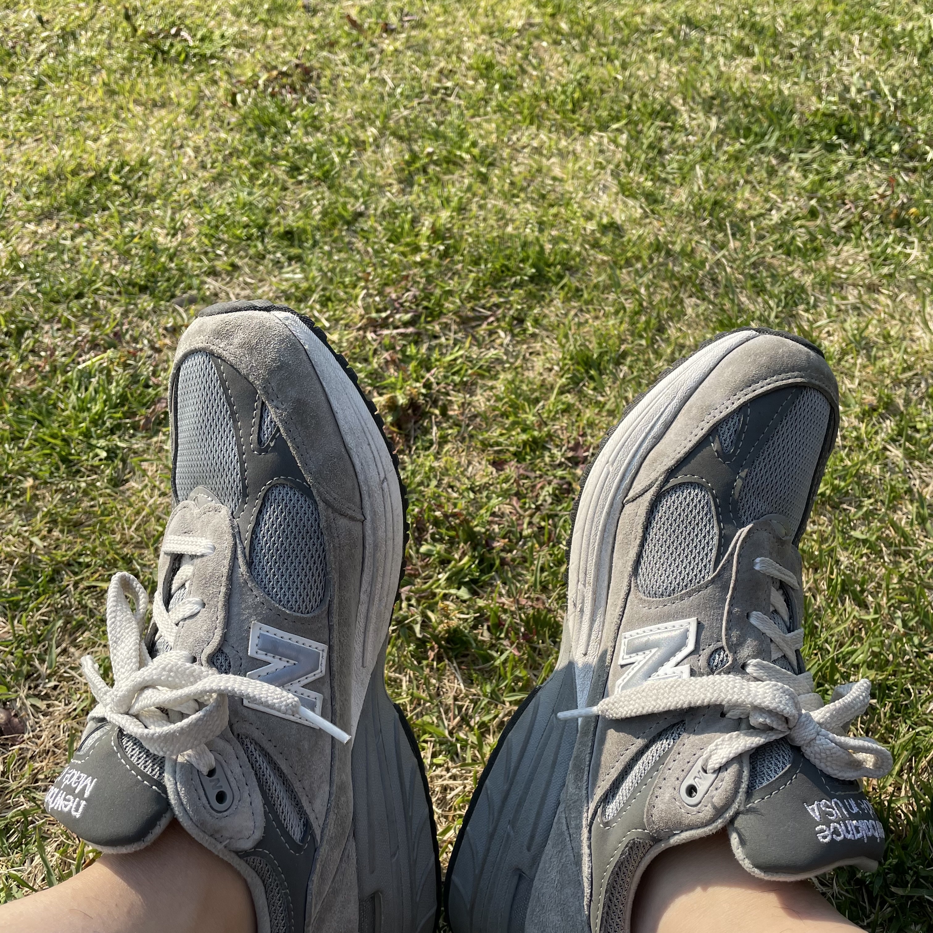 (W) New Balance 993 Made in USA Grey - B Standard 착용 스타일