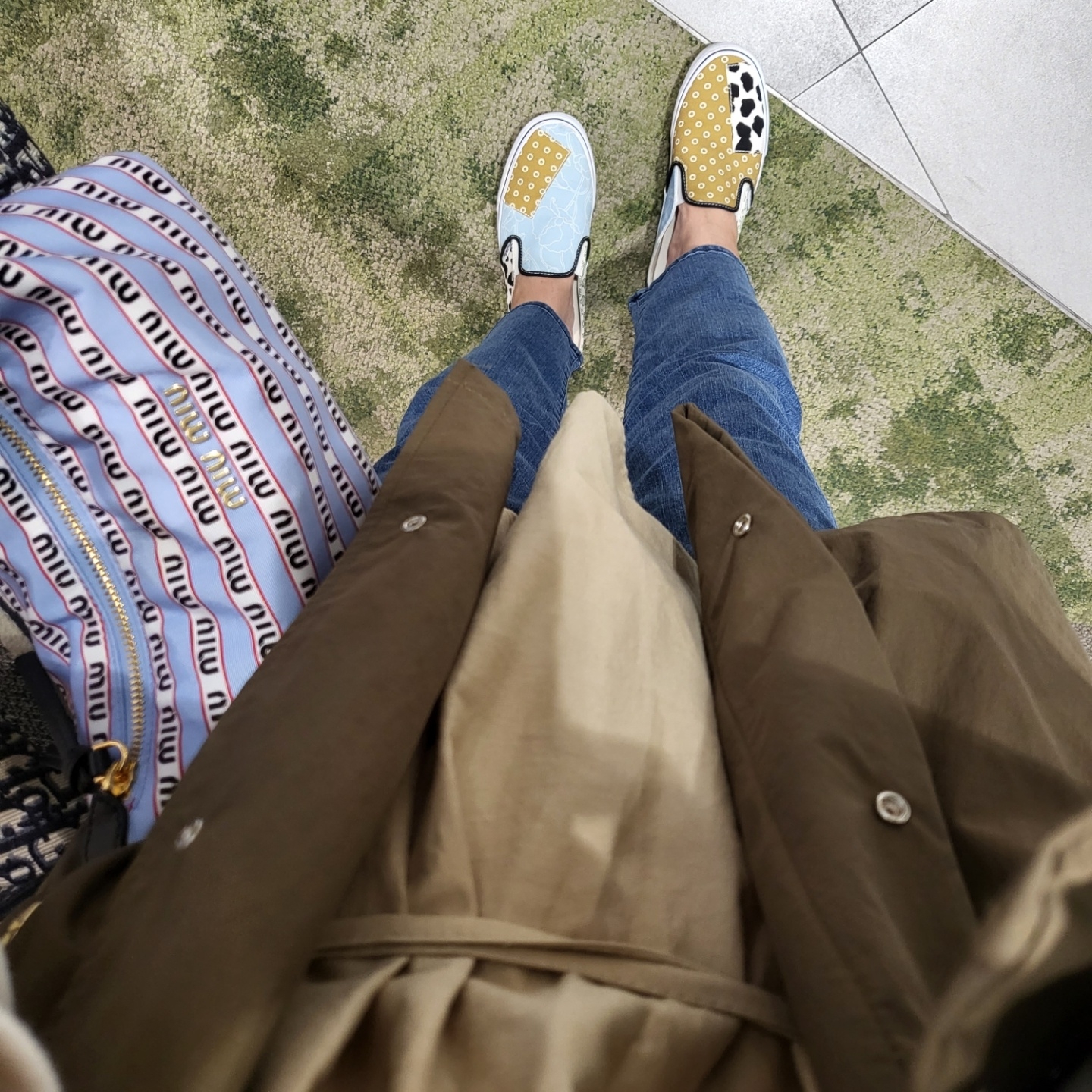 Vans Classic Slip-On Mule Patten Mix Multi Winter Blue 착용 스타일