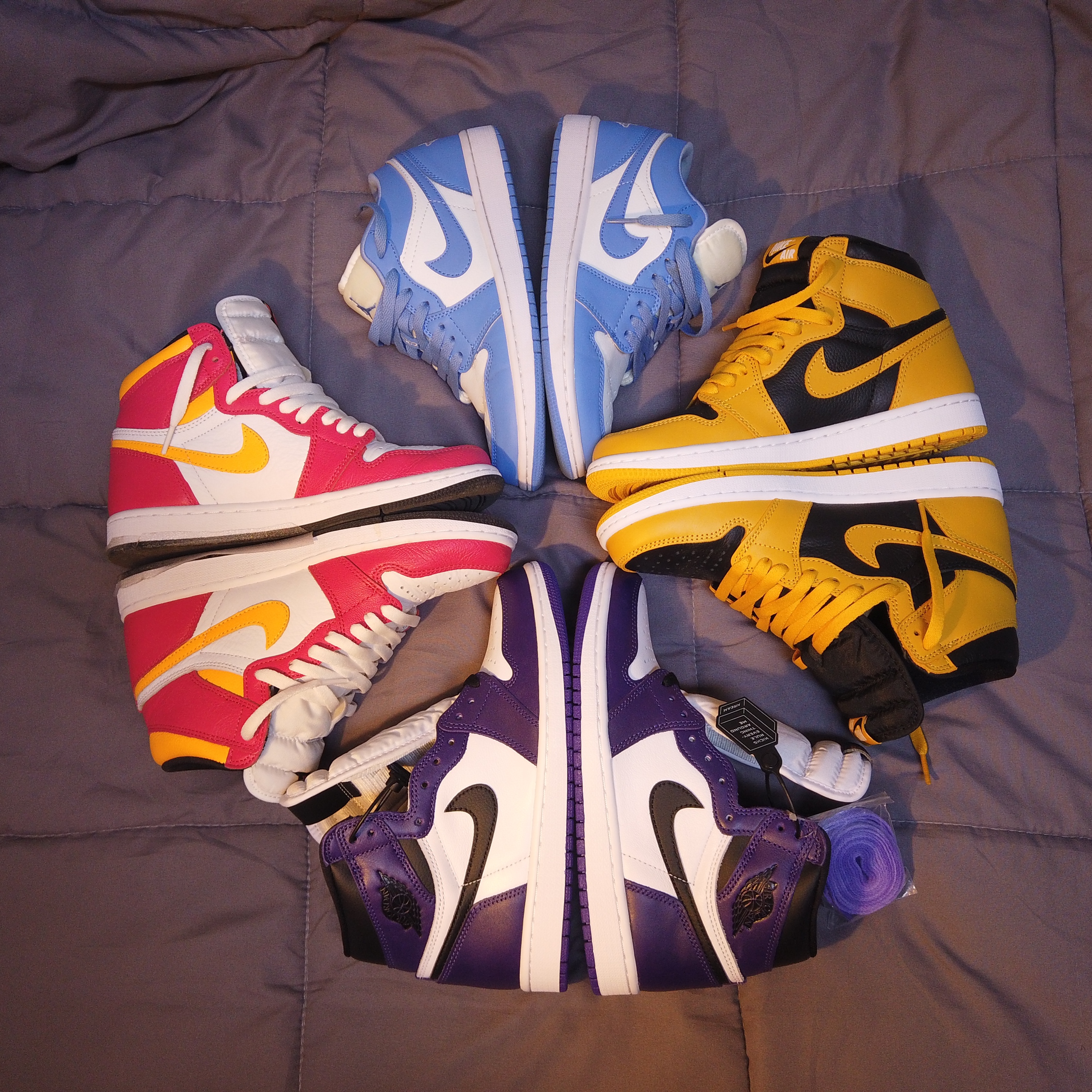 Jordan 1 Retro High OG Court Purple 2020, Jordan 1 Retro High OG Pollen 착용 스타일