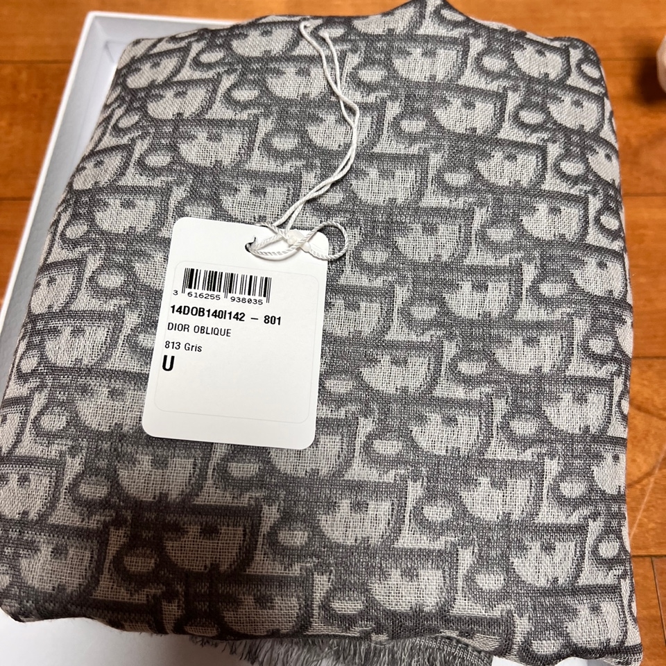 Dior D-Oblique Shawl Wool Silk Cotton Grey 착용 스타일 - 1