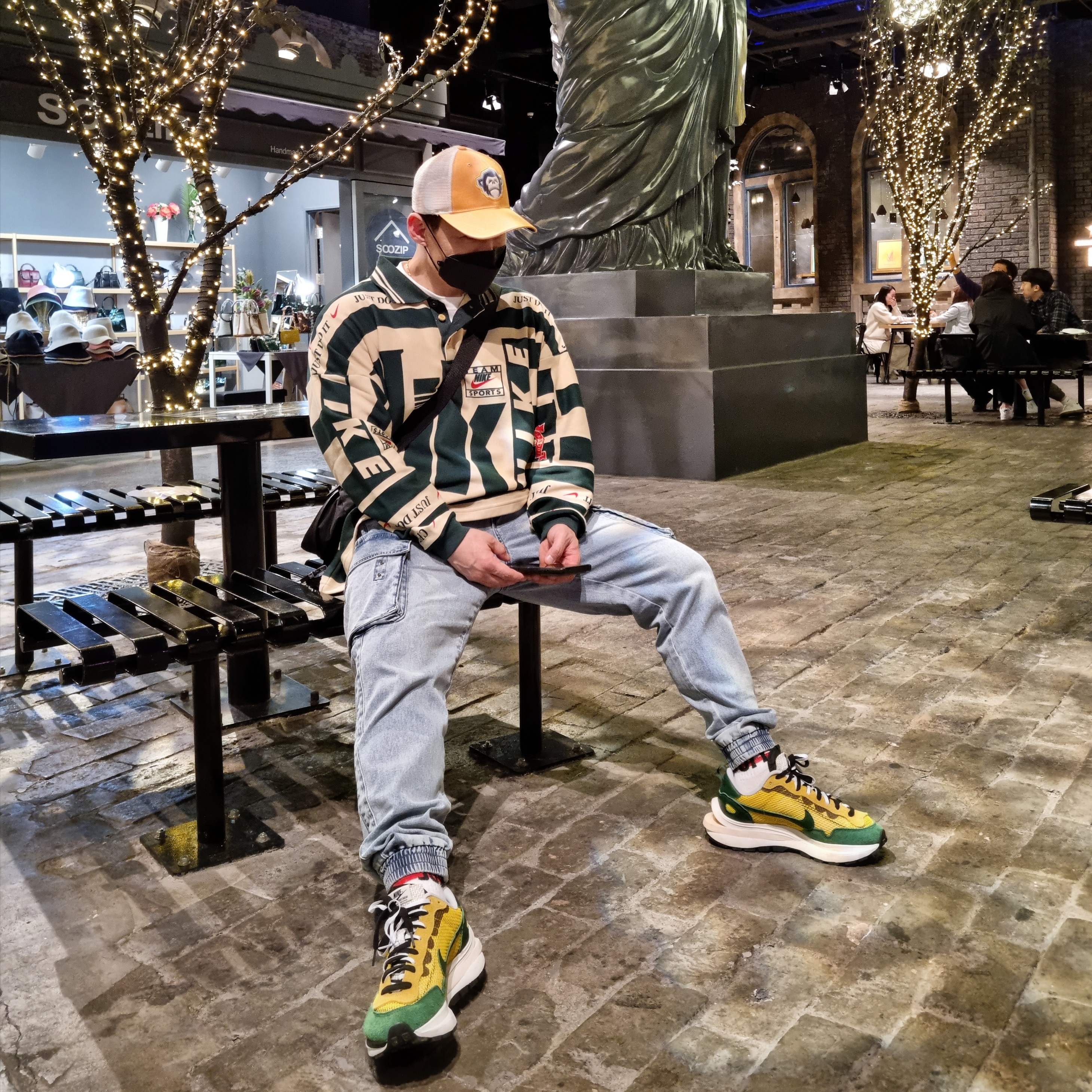 Nike x Cactus Plant Flea Market Long Sleeve Polo Natural - Asia, Nike x Cactus Plant Flea Market Long Sleeve Polo Natural - US/EU 착용 스타일 - 3