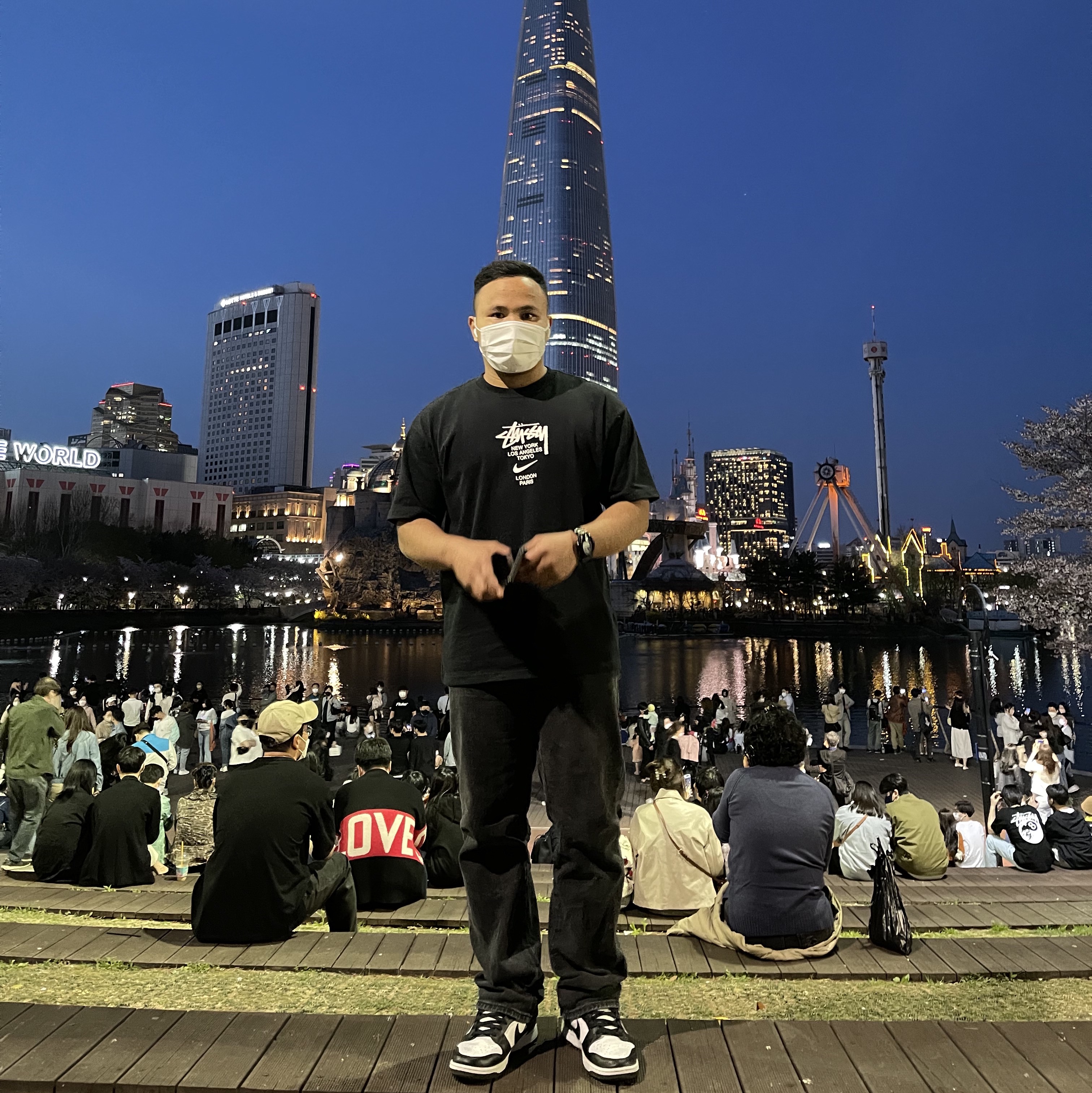 Nike x Stussy WT T-Shirt Black - US/EU, Nike Dunk Low Retro Black 착용 스타일