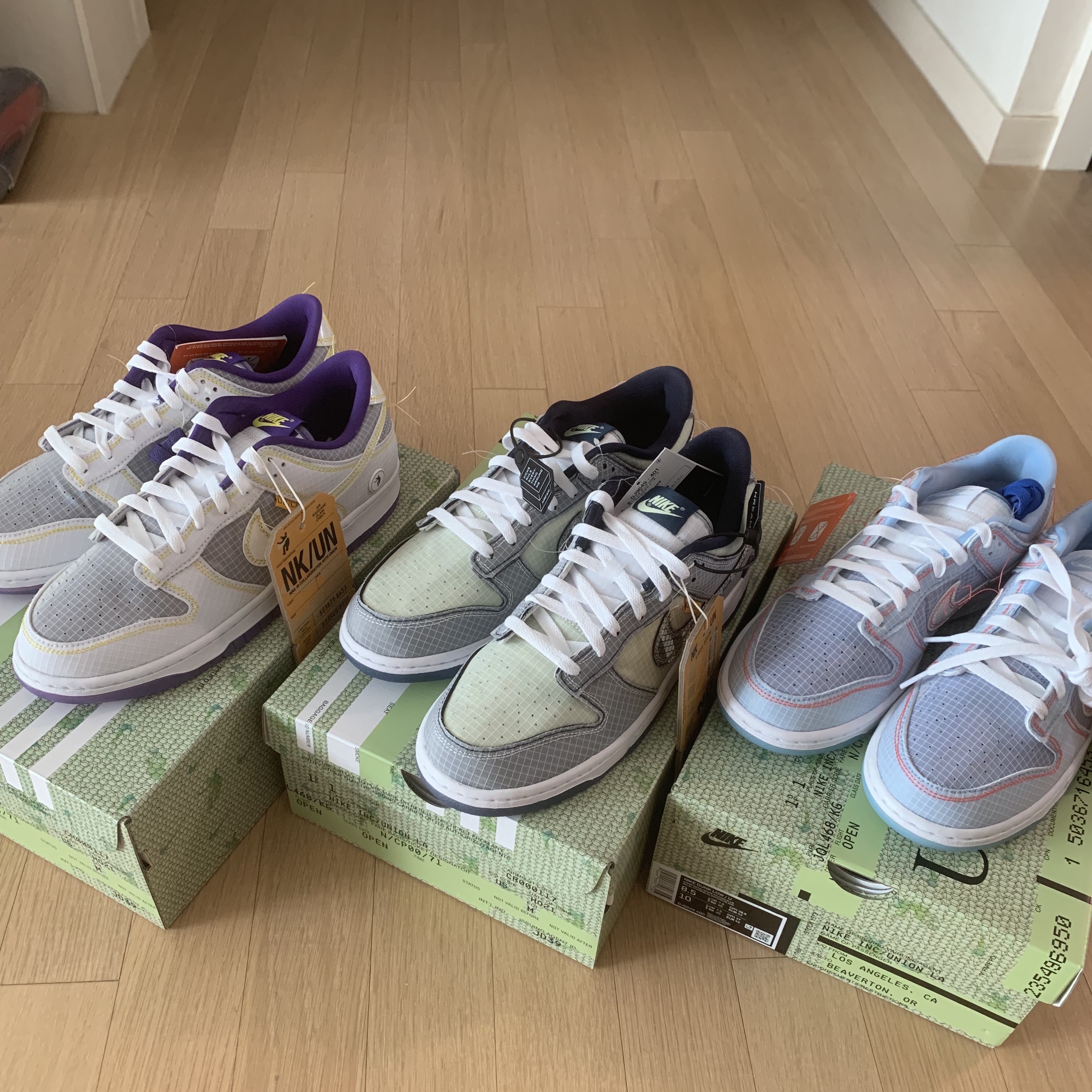 Nike x Union Dunk Low Passport Pack Argon, Nike x Union Dunk Low Passport Pack Pistachio 착용 스타일