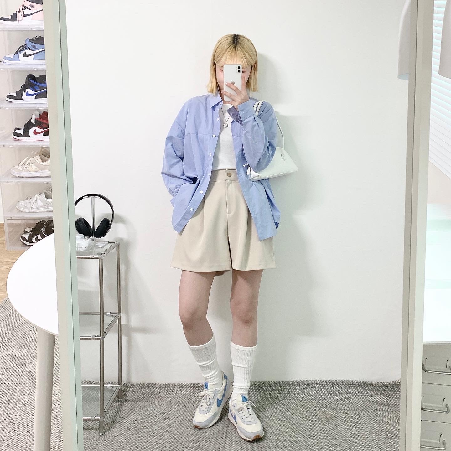 (W) Nike Daybreak Half Blue 착용 스타일 - 1