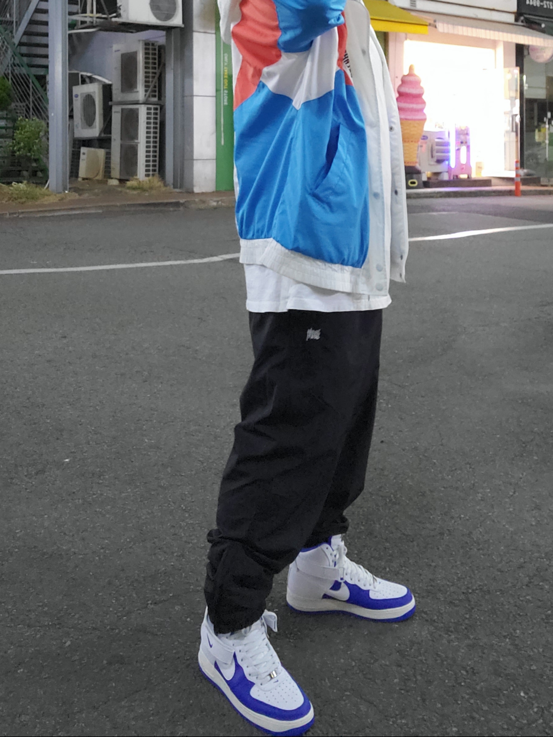 Nike x NBA Air Force 1 High '07 LV8 EMB White Hyper Royal 착용 스타일