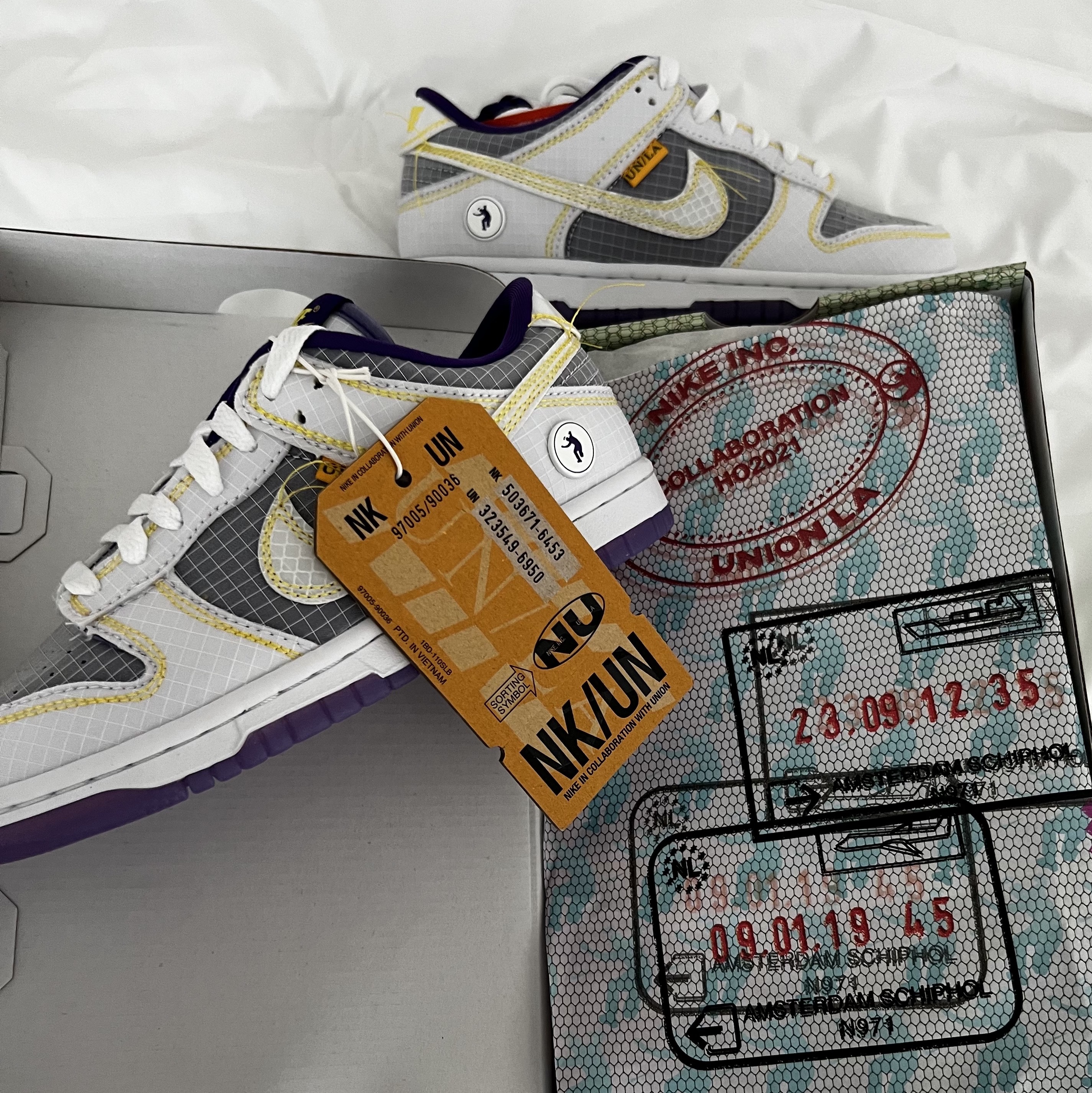 Nike x Union Dunk Low Passport Pack Court Purple White 착용 스타일