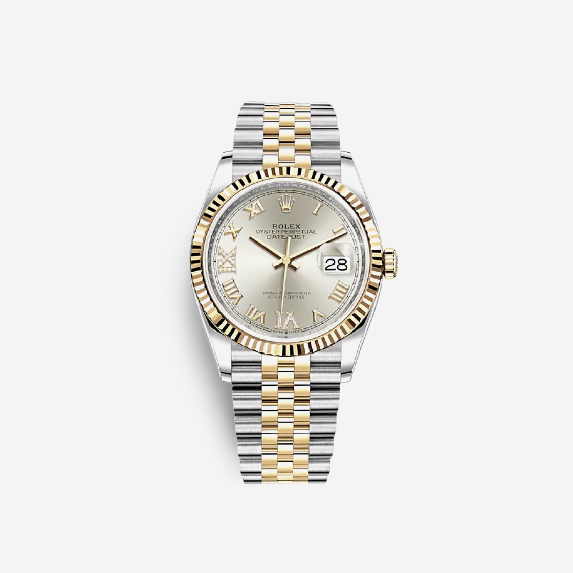 Rolex Datejust 36mm 126233 Silver Roman Diamond-Set Jubilee 상세 이미지 1