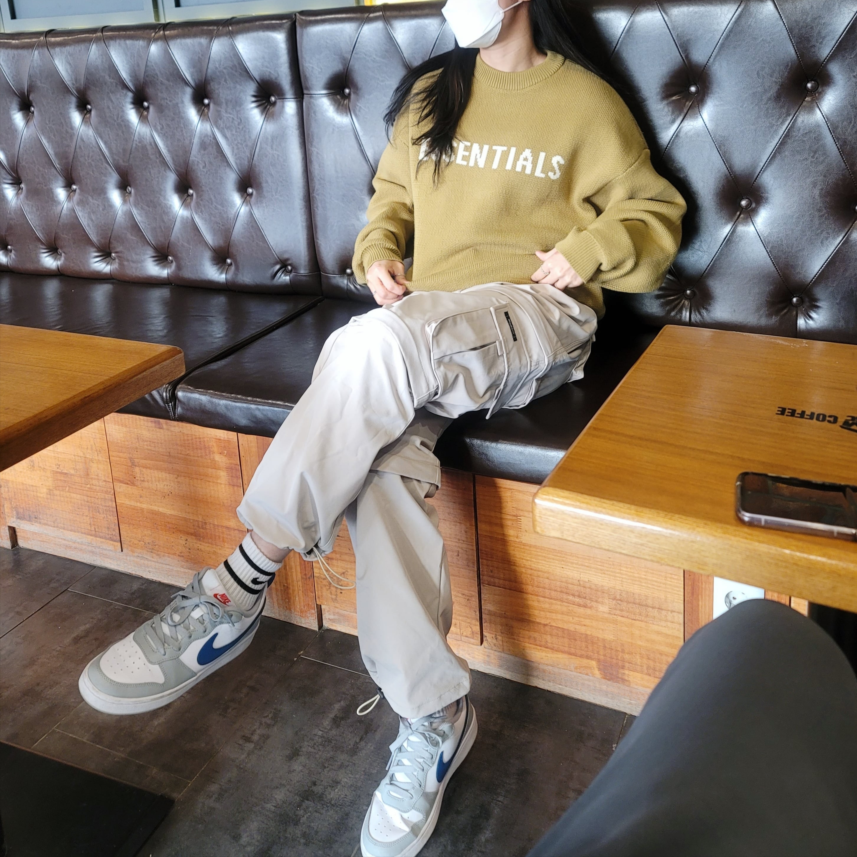 (Kids) Essentials Knit Pull-Over Amber - 21FW, (GS) Nike Court Borough Low 2 Light Smoke Grey 착용 스타일 - 1