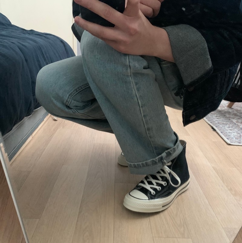 Converse Chuck 70 Hi Black 착용 스타일 - 1