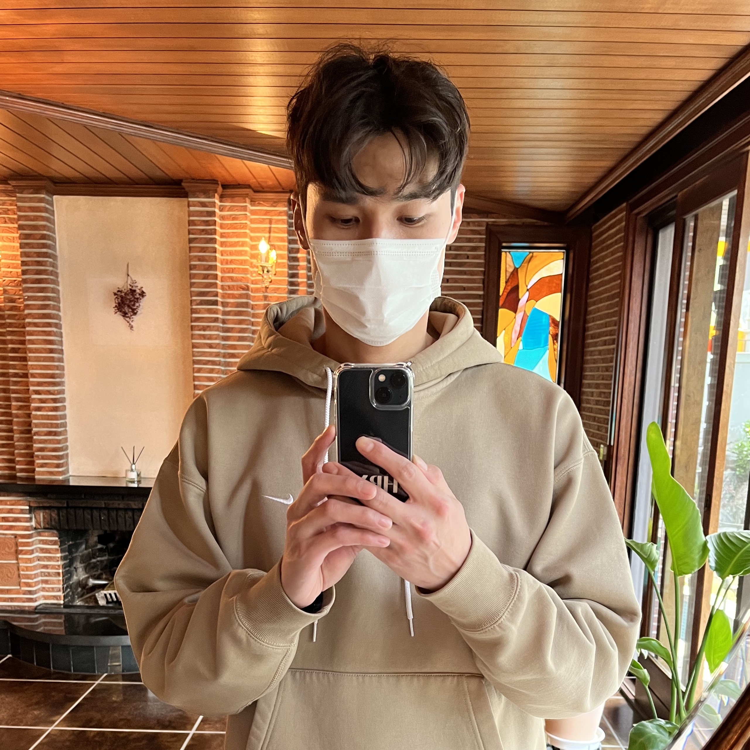Nike NRG Solo Swoosh Fleece Hoodie Khaki - Asia 착용 스타일