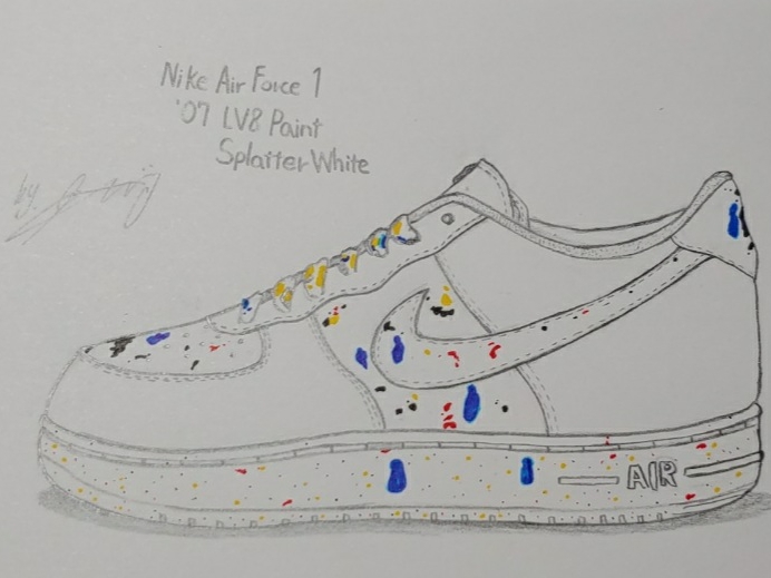 Nike Air Force 1 '07 LV8 Paint Splatter White 착용 스타일