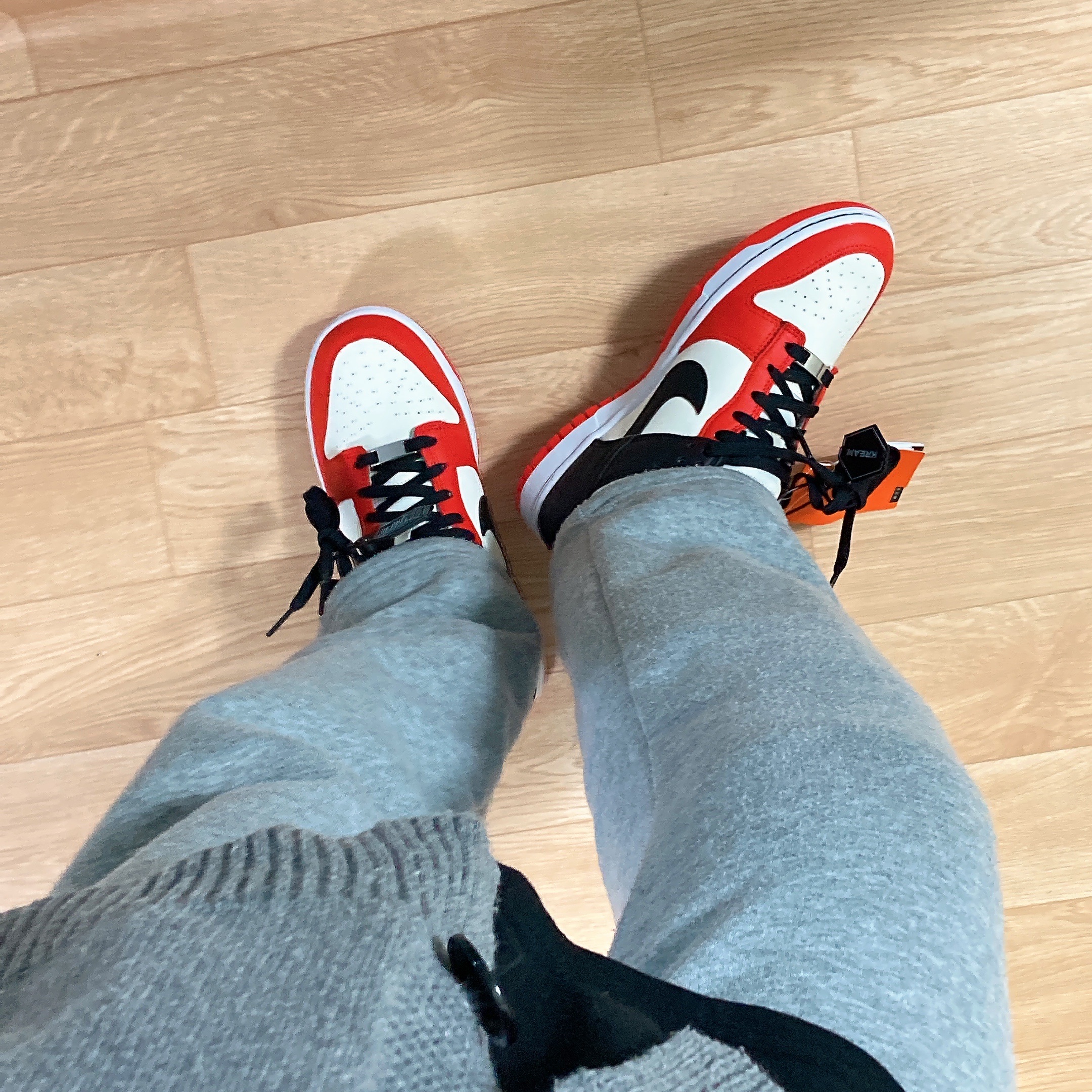 Nike x NBA Dunk Low Retro EMB Black and Chile Red 착용 스타일 - 1