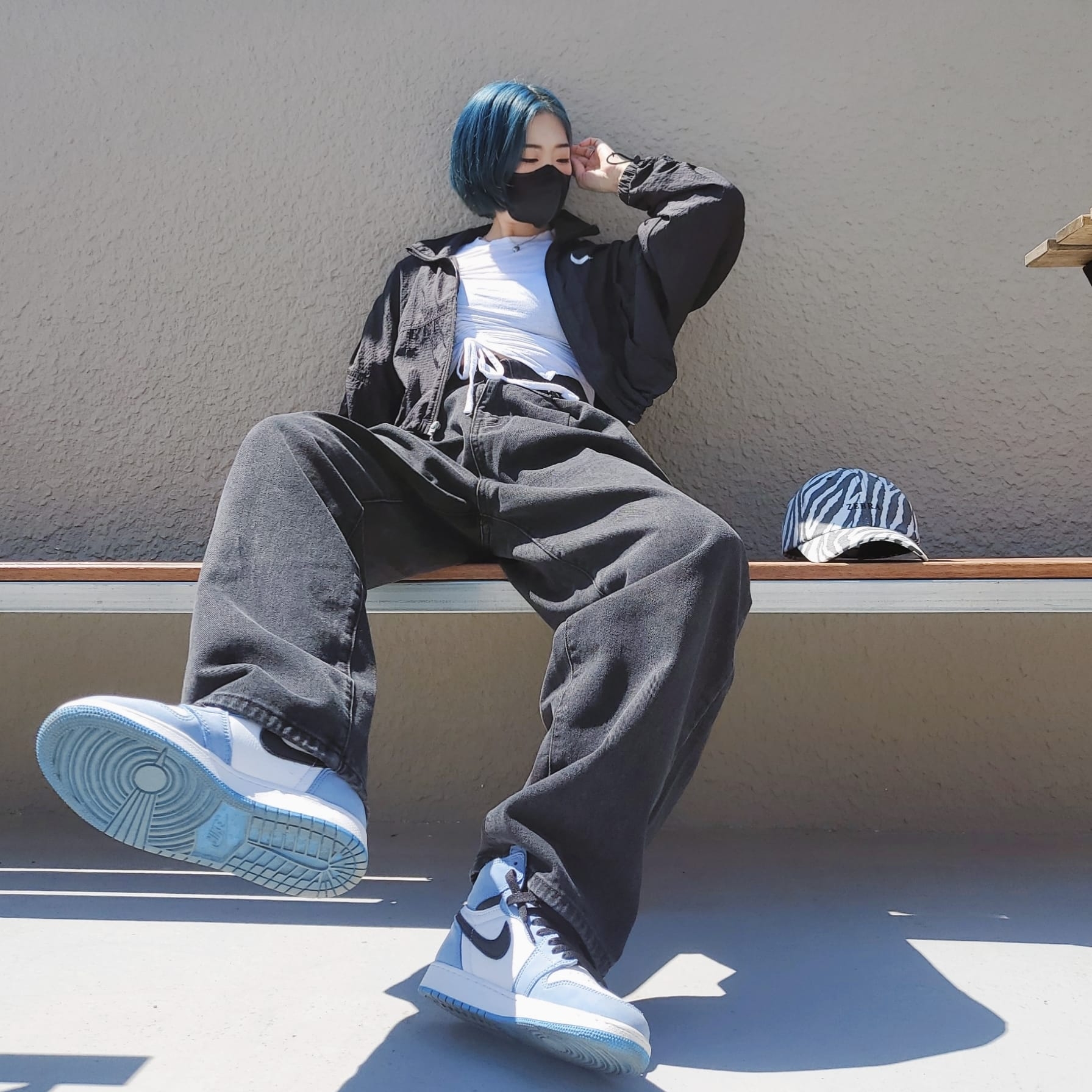 Jordan 1 Retro High OG University Blue, (GS) Jordan 1 Retro High OG University Blue 착용 스타일