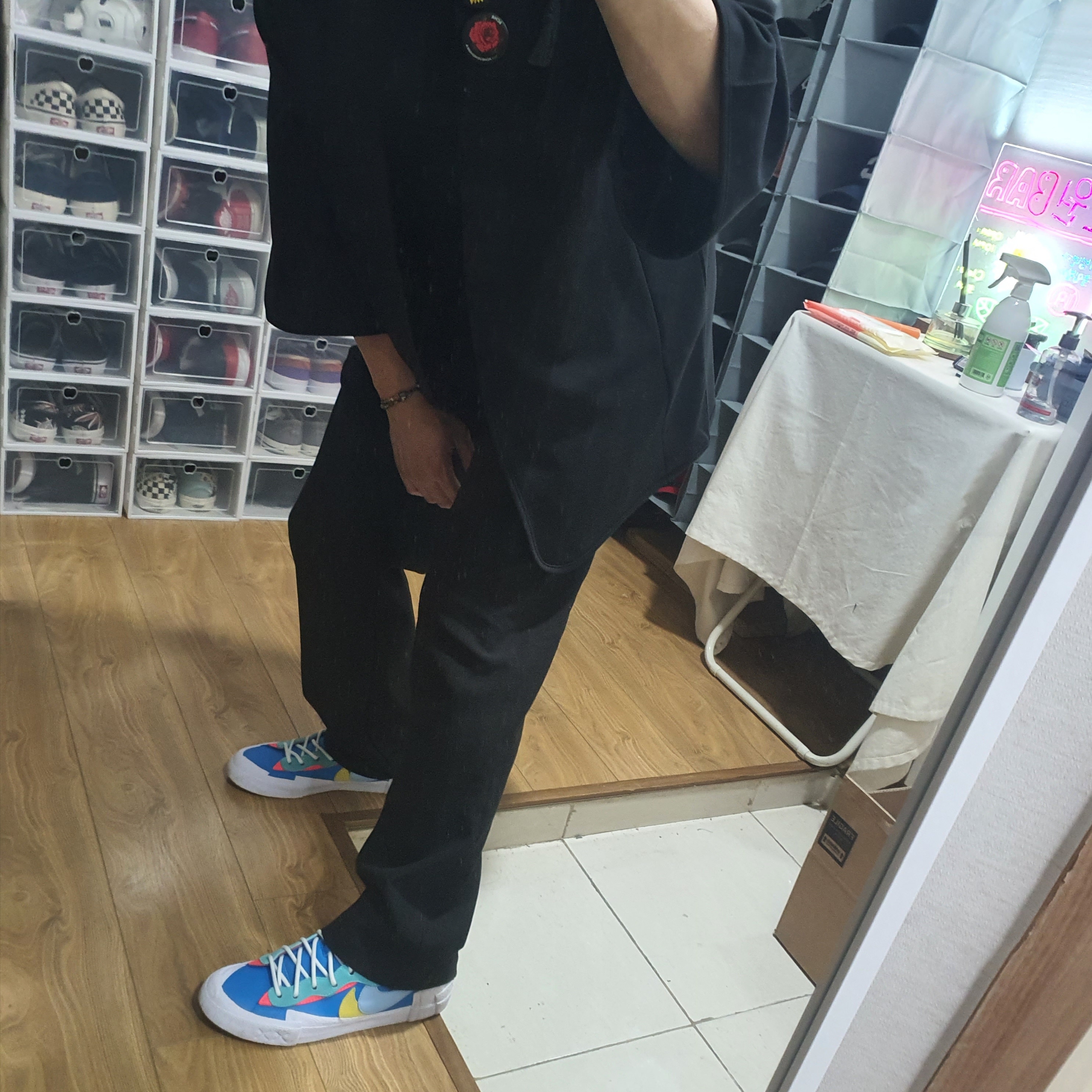 Nike x Sacai x Kaws Blazer Low Team Red, Nike x Sacai x Kaws Blazer Low Neptune Blue 착용 스타일 - 2