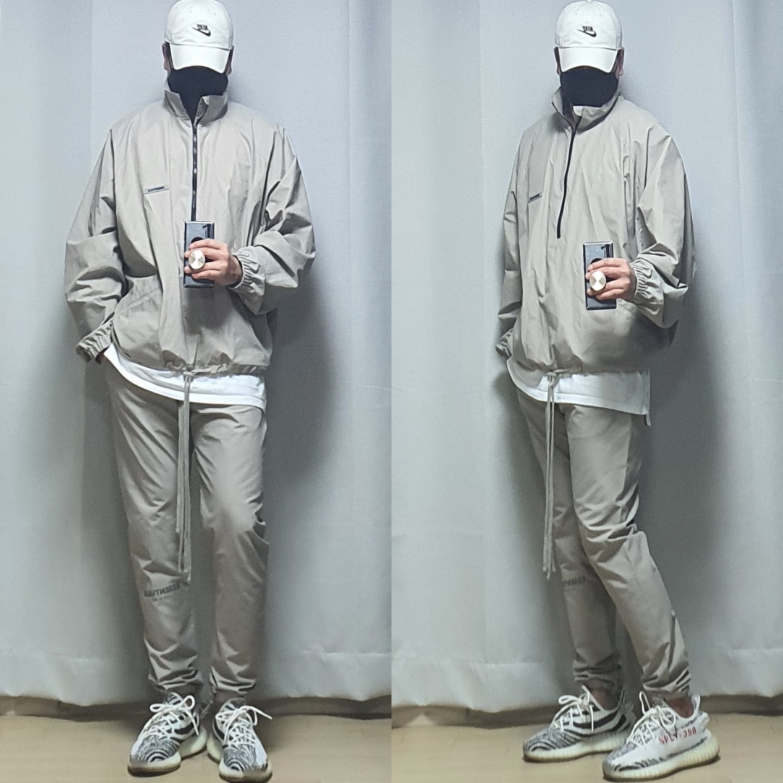 Nike Heritage 86 Futura Washed Cap Light Bone, Essentials Track Jacket Moss - 20FW 착용 스타일 - 1