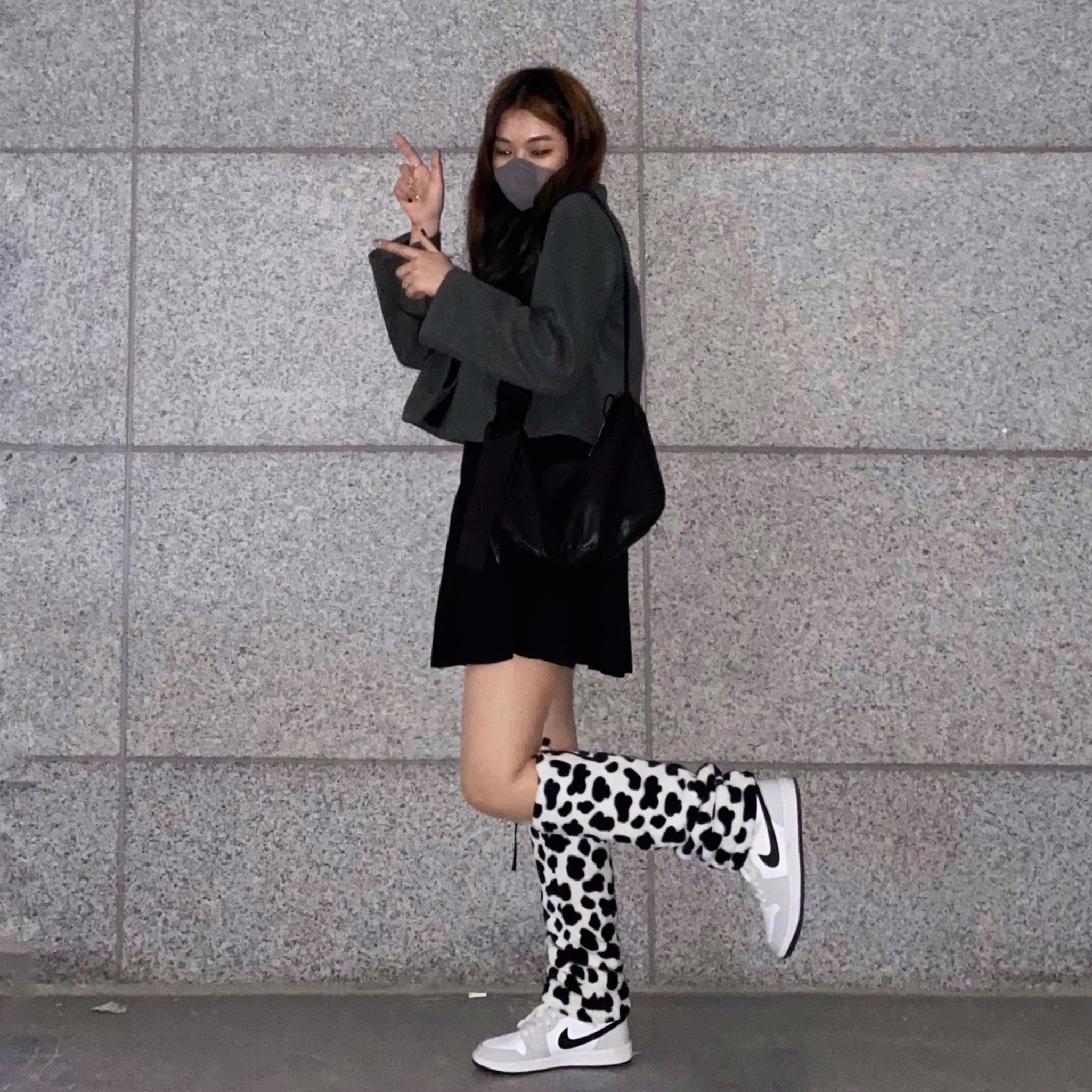 (W) Jordan 1 Mid Grey Fog 착용 스타일