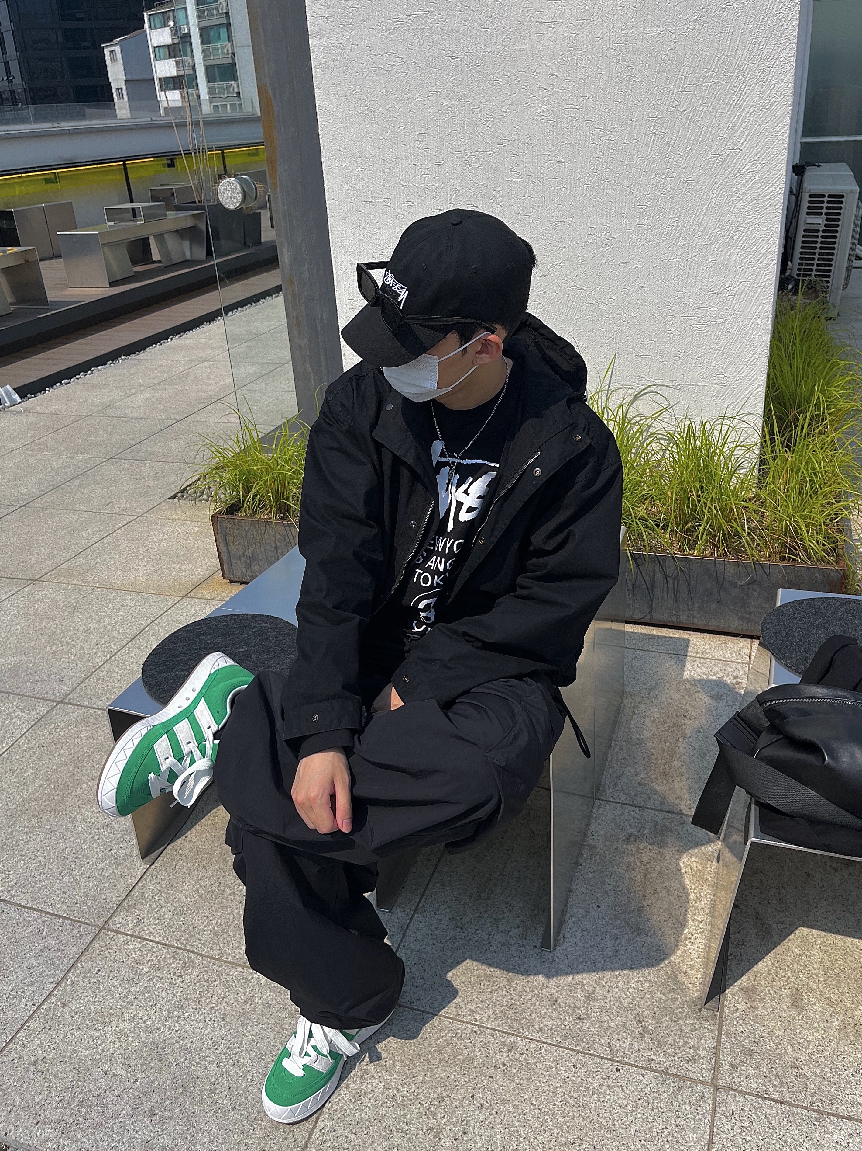 Adidas Adimatic Green 착용 스타일