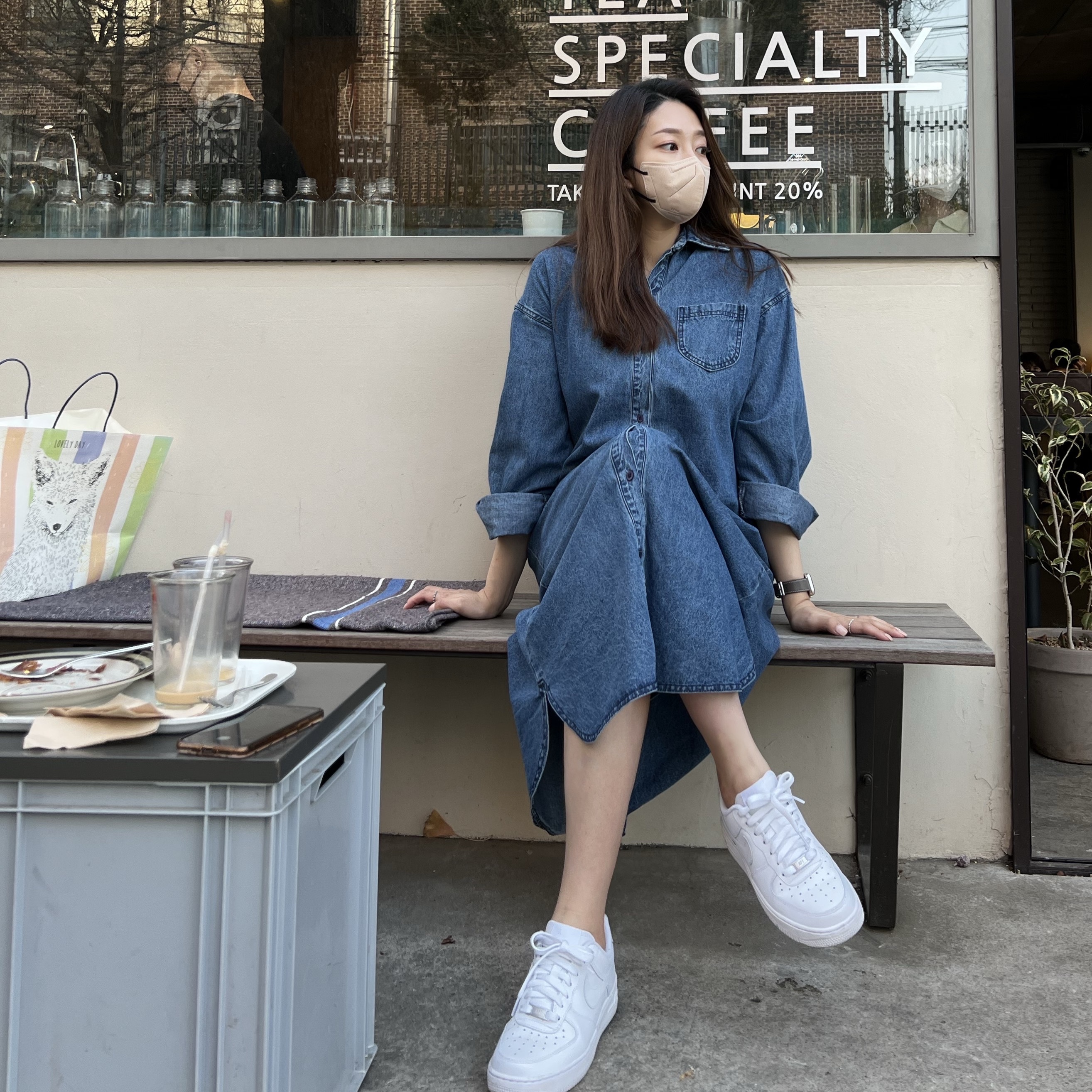 (W) Nike Air Force 1 '07 Low White 착용 스타일