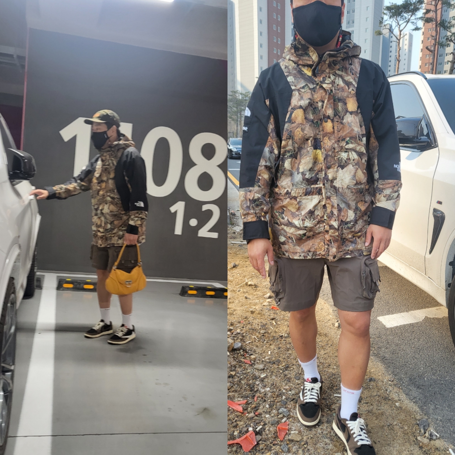 Supreme x The North Face Mountain Light Jacket Leaves - 16FW, Jordan 1 x Travis Scott Retro Low OG SP Mocha 착용 스타일