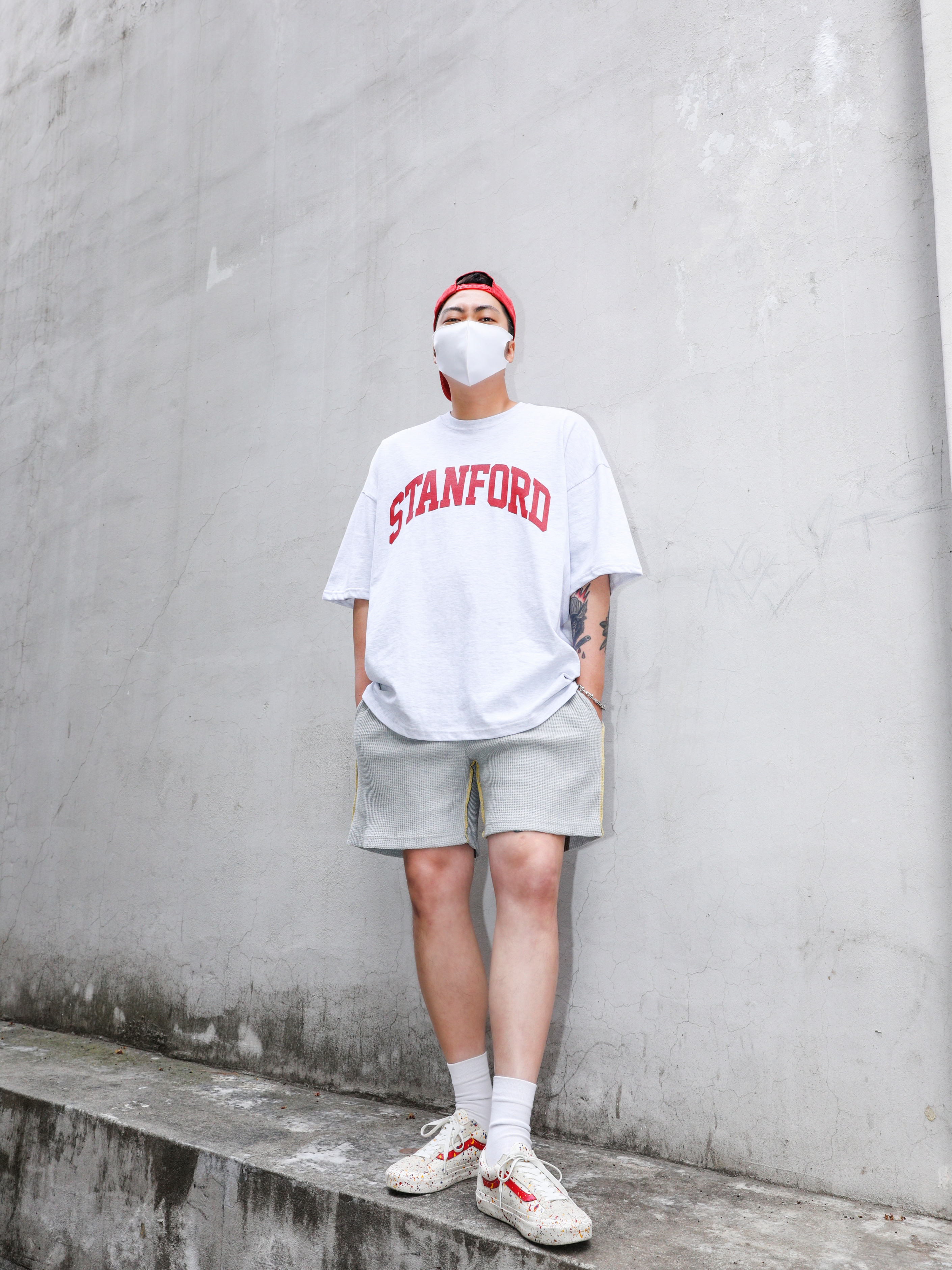 Vans Style 36 Marshmallow Racing Red 착용 스타일 - 1