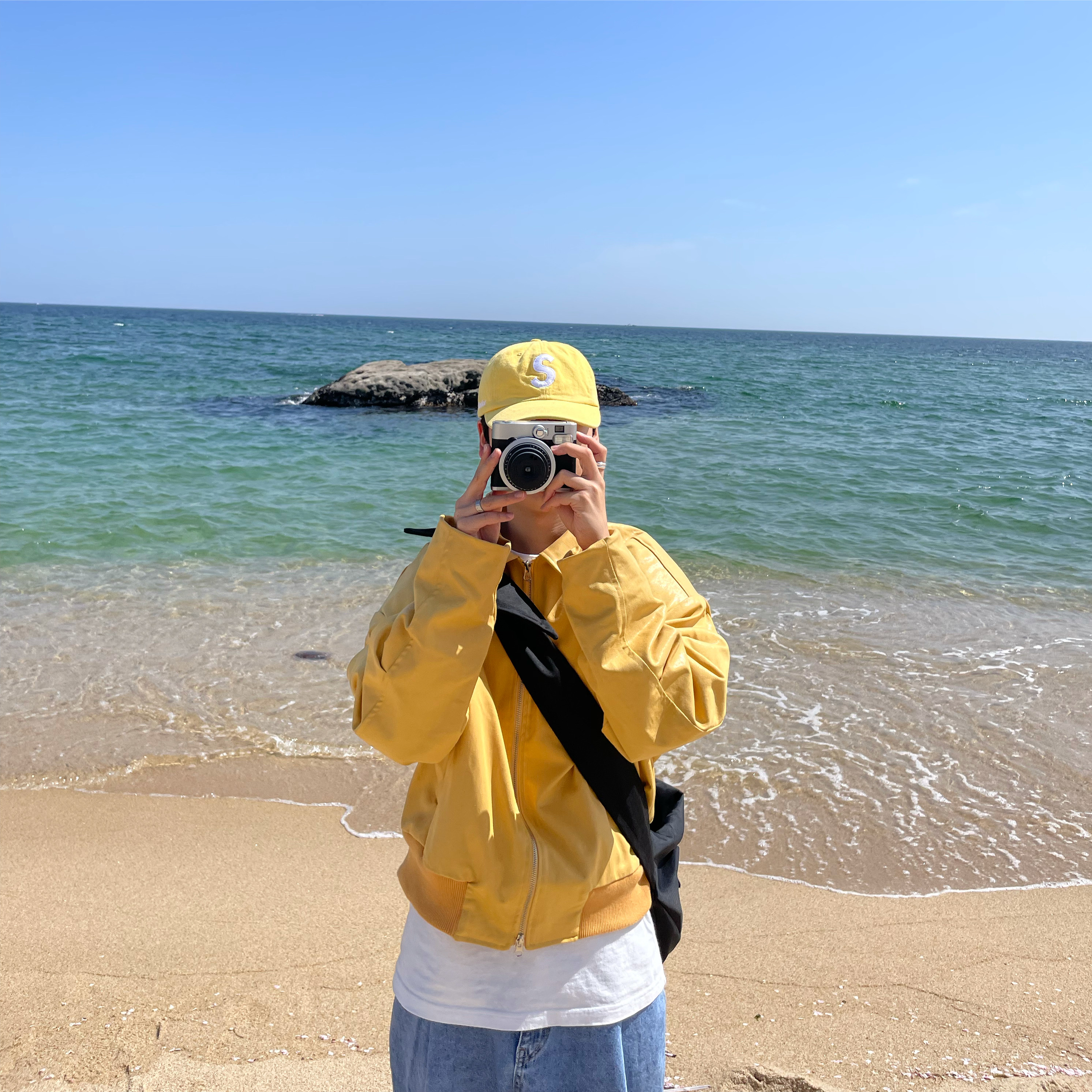 Supreme Kevlar Denim S Logo 6-Panel Yellow - 22SS 착용 스타일