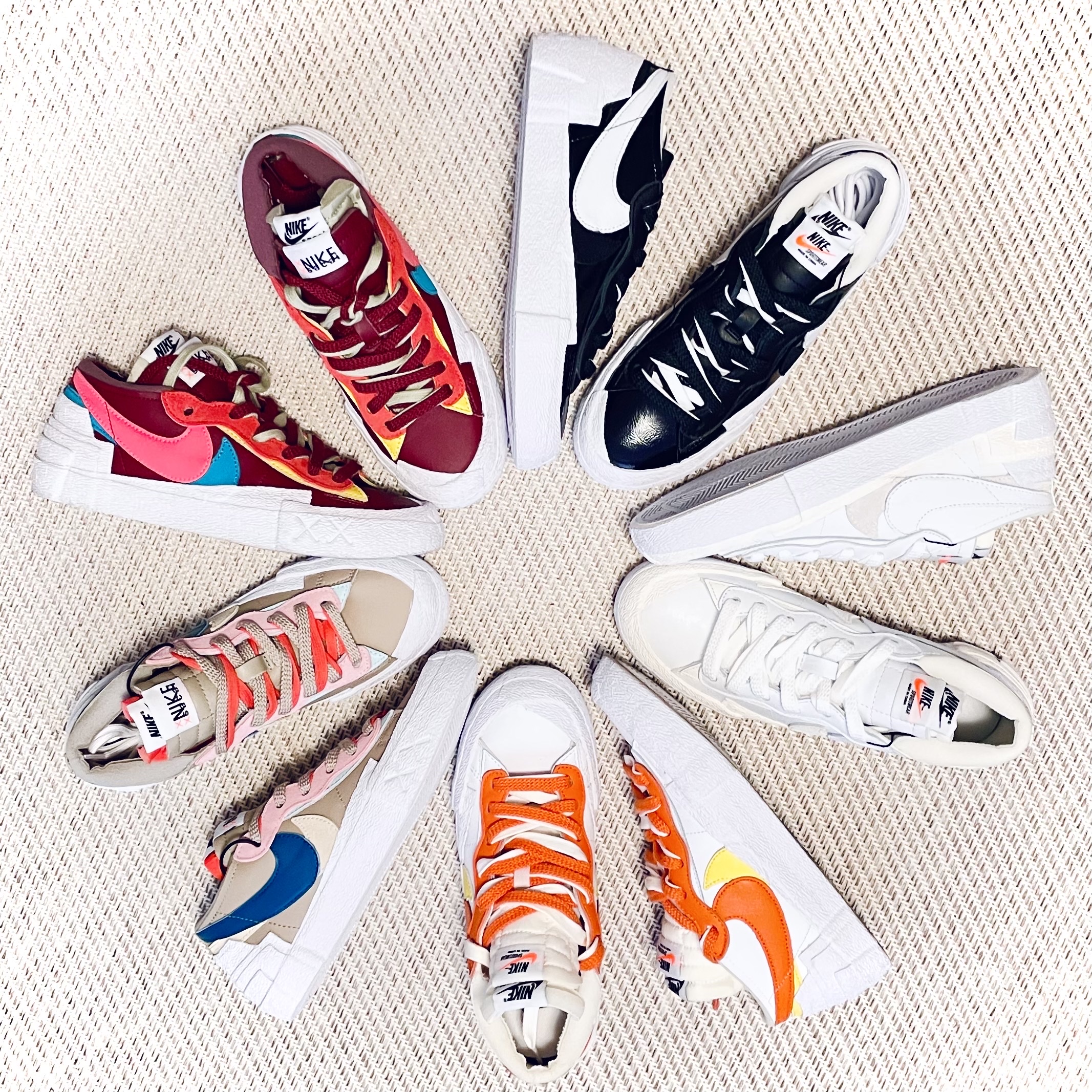 Nike x Sacai Blazer Low White Patent Leather, Nike x Sacai Blazer Low Black Patent Leather 착용 스타일 - 1
