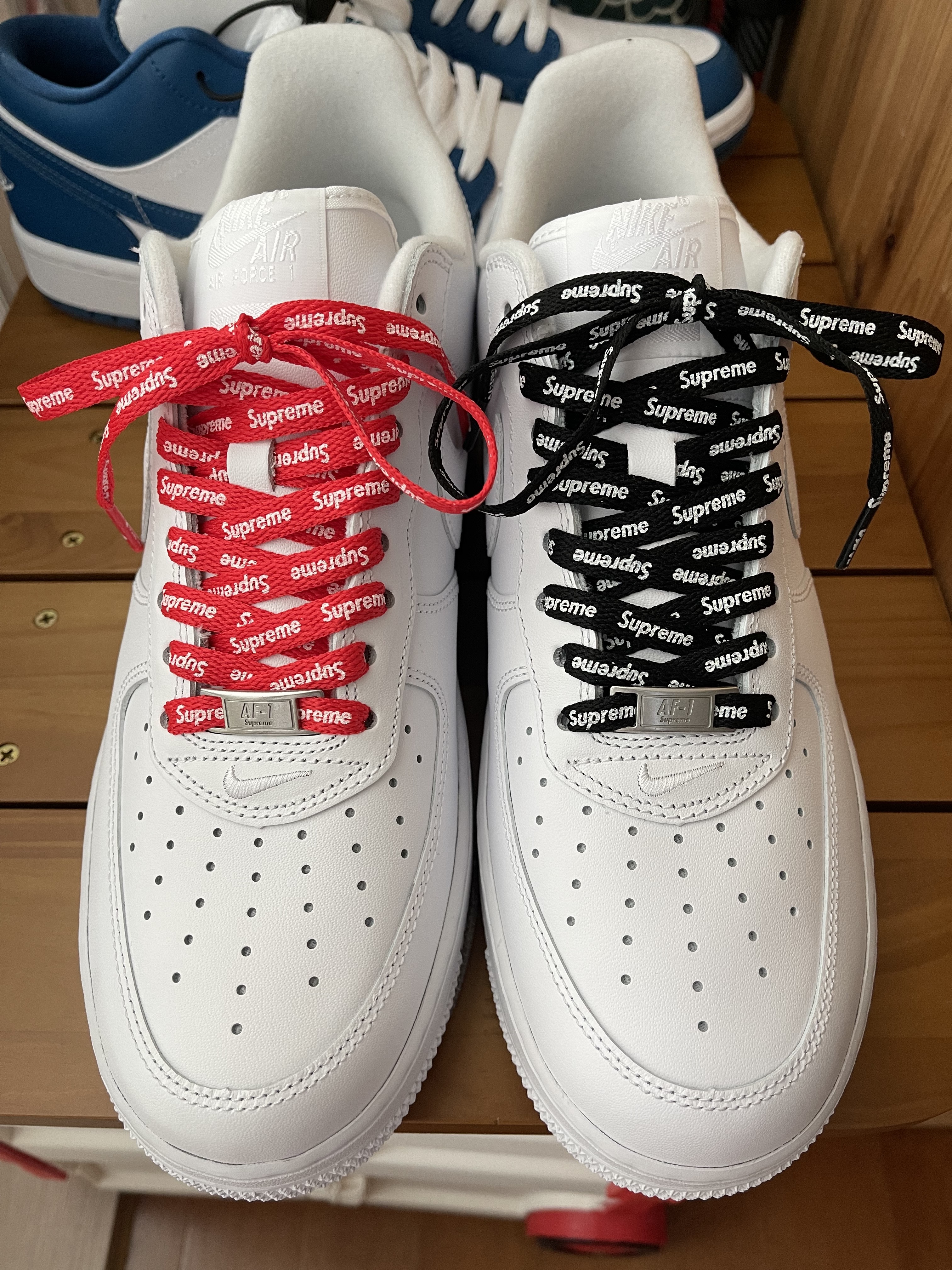 Nike x Supreme Air Force 1 Low White 착용 스타일
