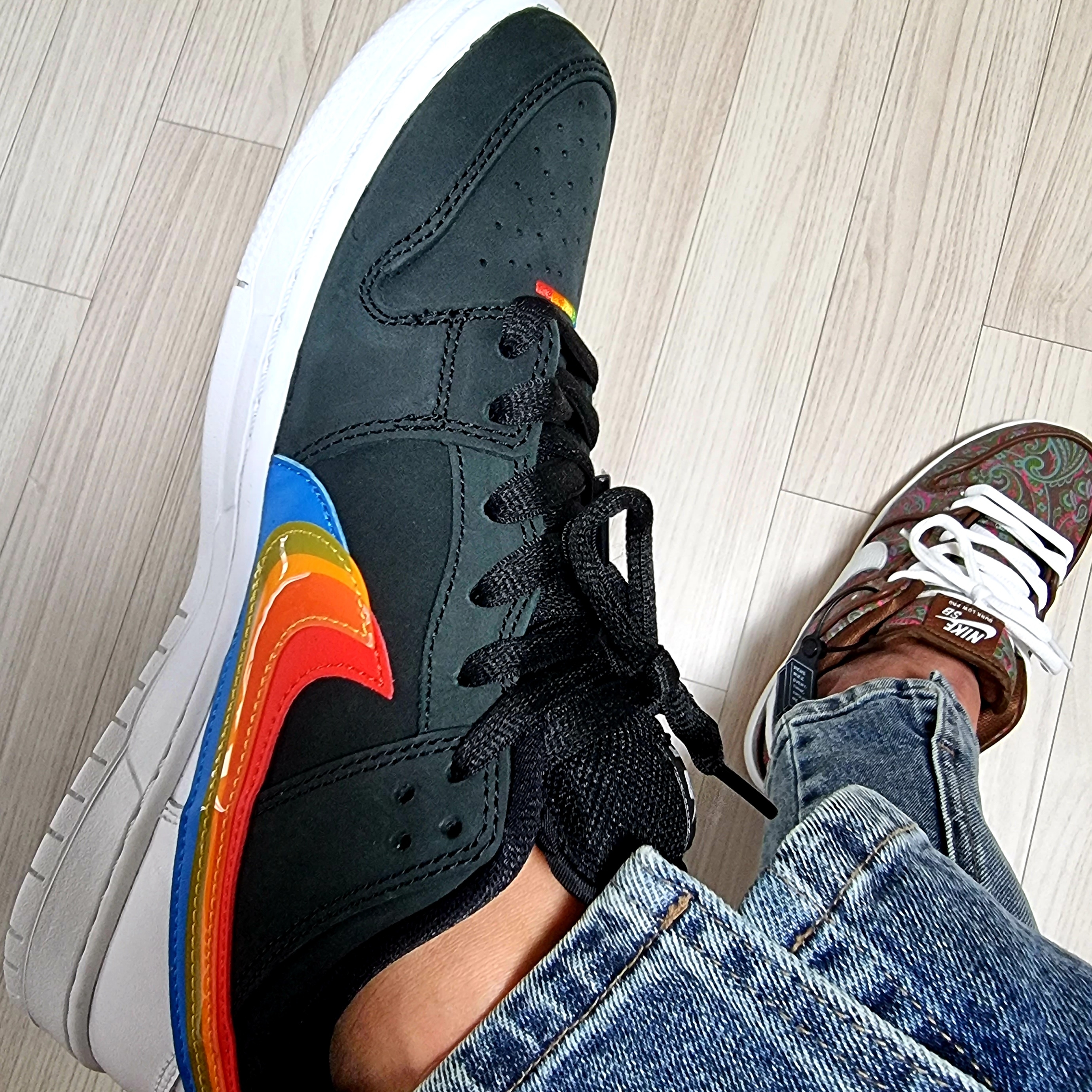 Nike SB Dunk Low Pro Premium Paisley, Nike x Polaroid SB Dunk Low Pro QS Black 착용 스타일 - 3