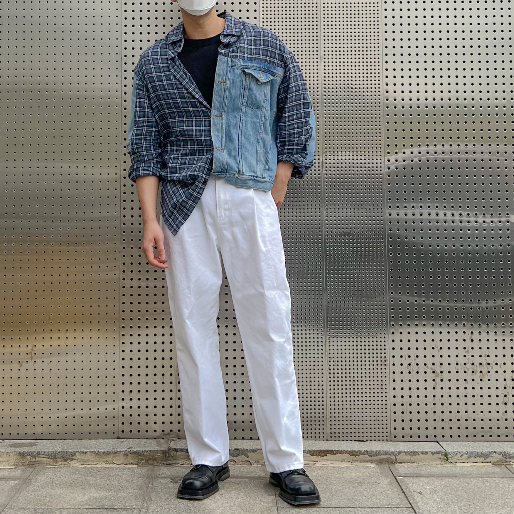 Bottega Veneta Quilting Leather Square Toe Derby Shoes Black 착용 스타일 - 1