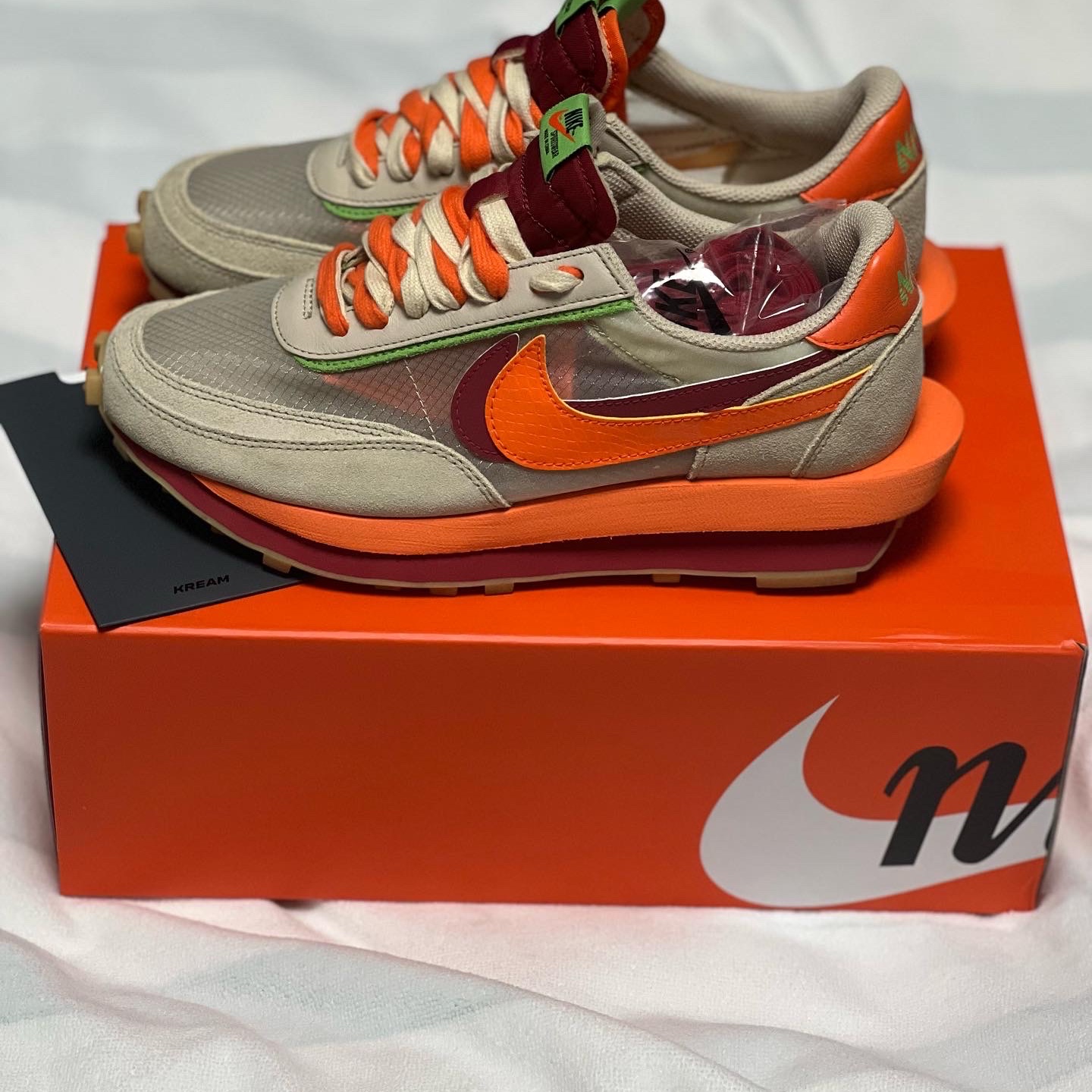 Nike x Sacai x Clot LDWaffle Orange Blaze 착용 스타일 - 1