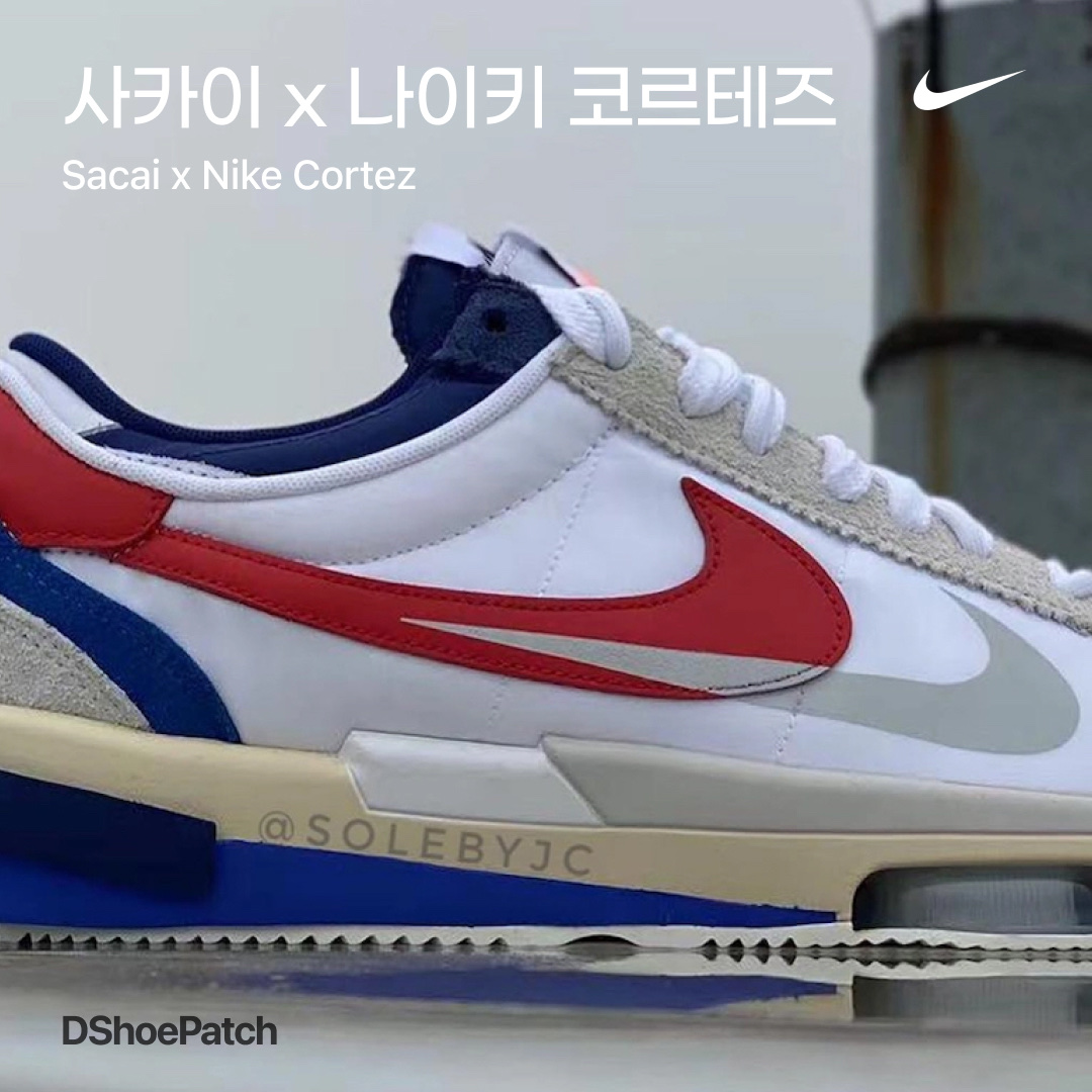 Nike x Sacai Zoom Cortez SP White and University Red 착용 스타일 - 1