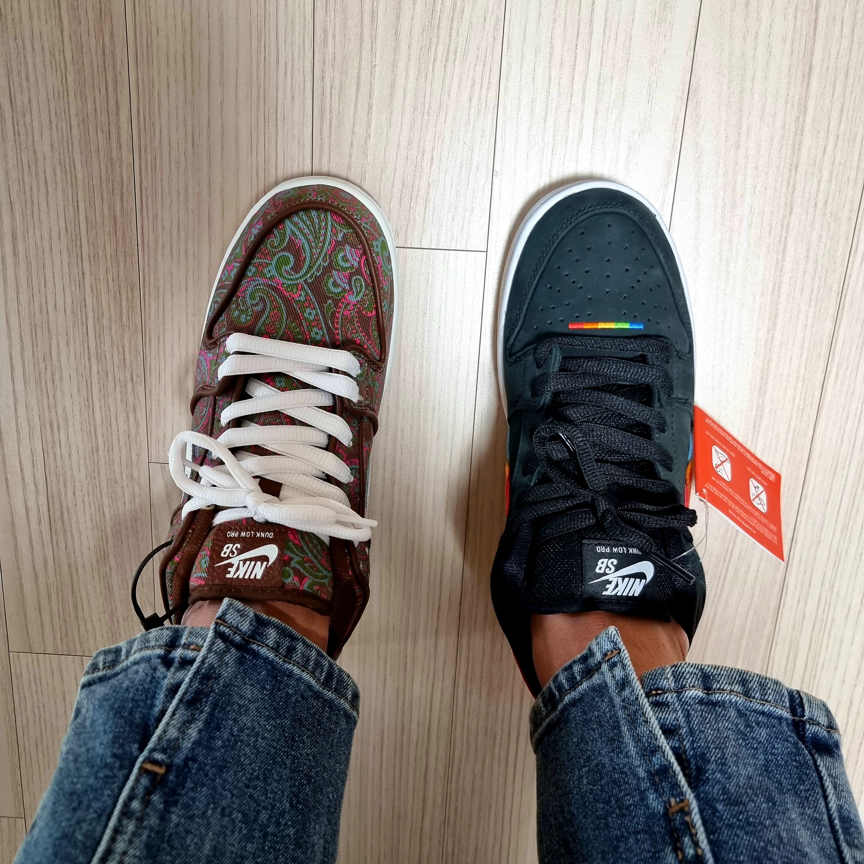 Nike SB Dunk Low Pro Premium Paisley, Nike x Polaroid SB Dunk Low Pro QS Black 착용 스타일 - 1