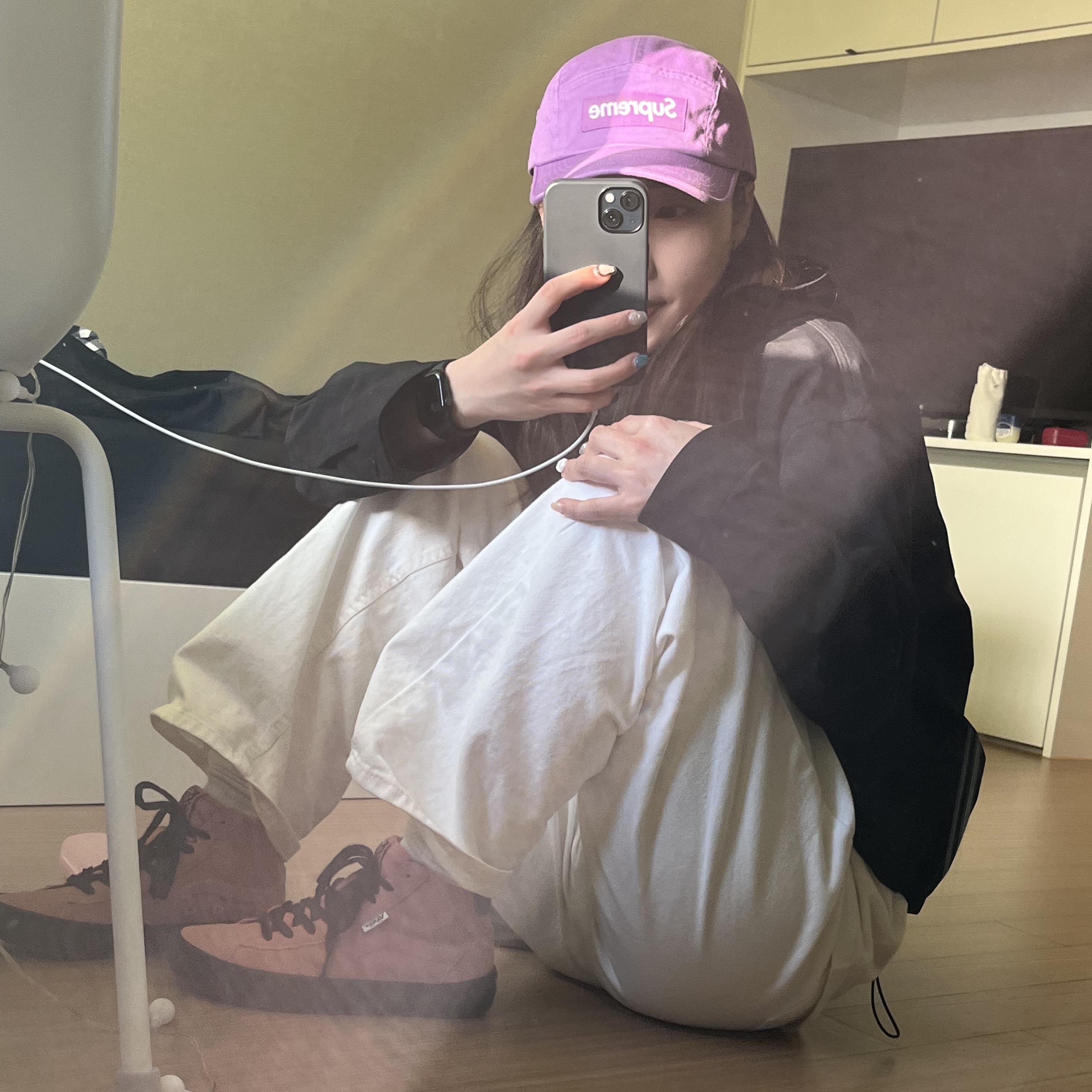 Supreme Washed Chino Twill Camp Cap Light Purple - 22SS 착용 스타일 - 2