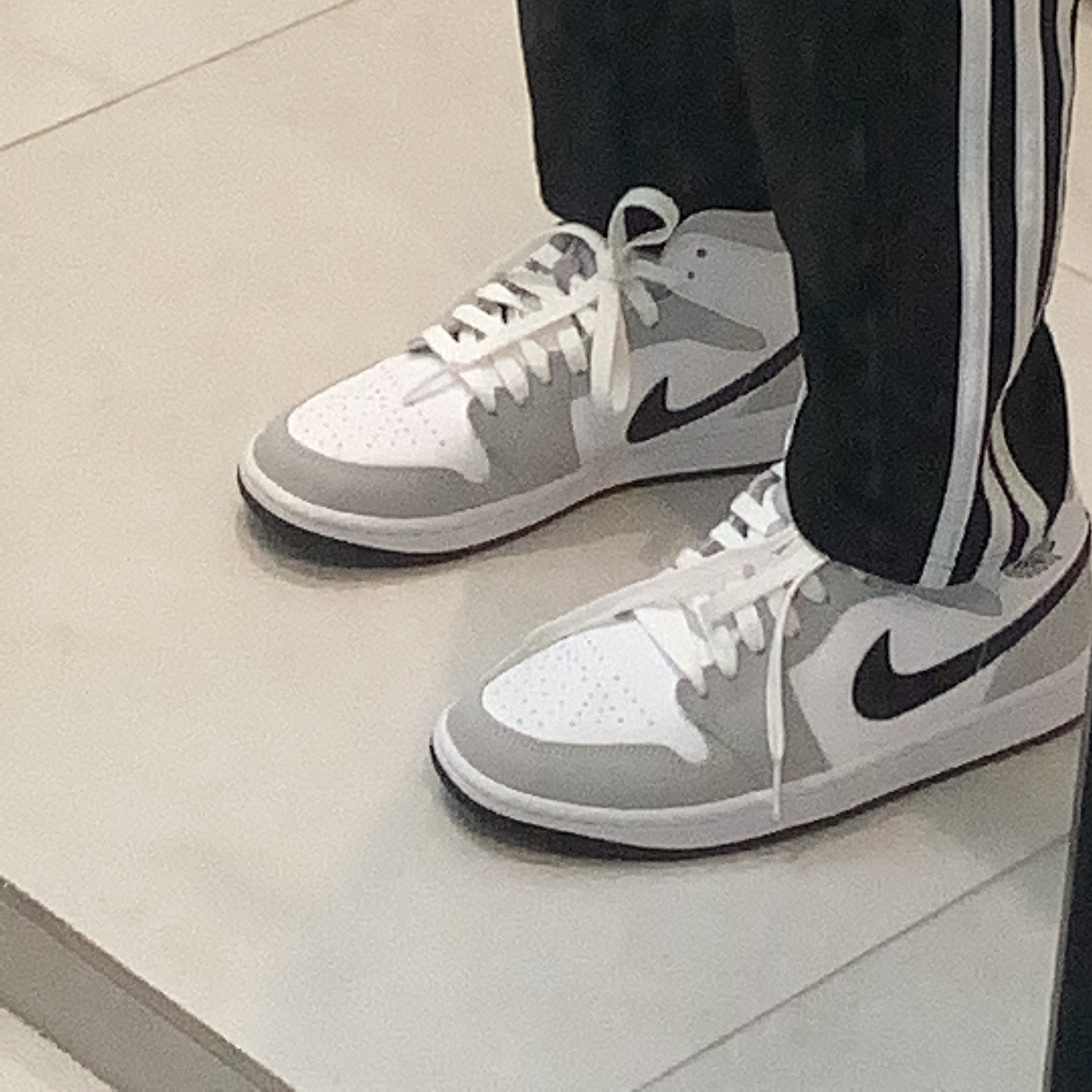 (W) Jordan 1 Mid Grey Fog 착용 스타일