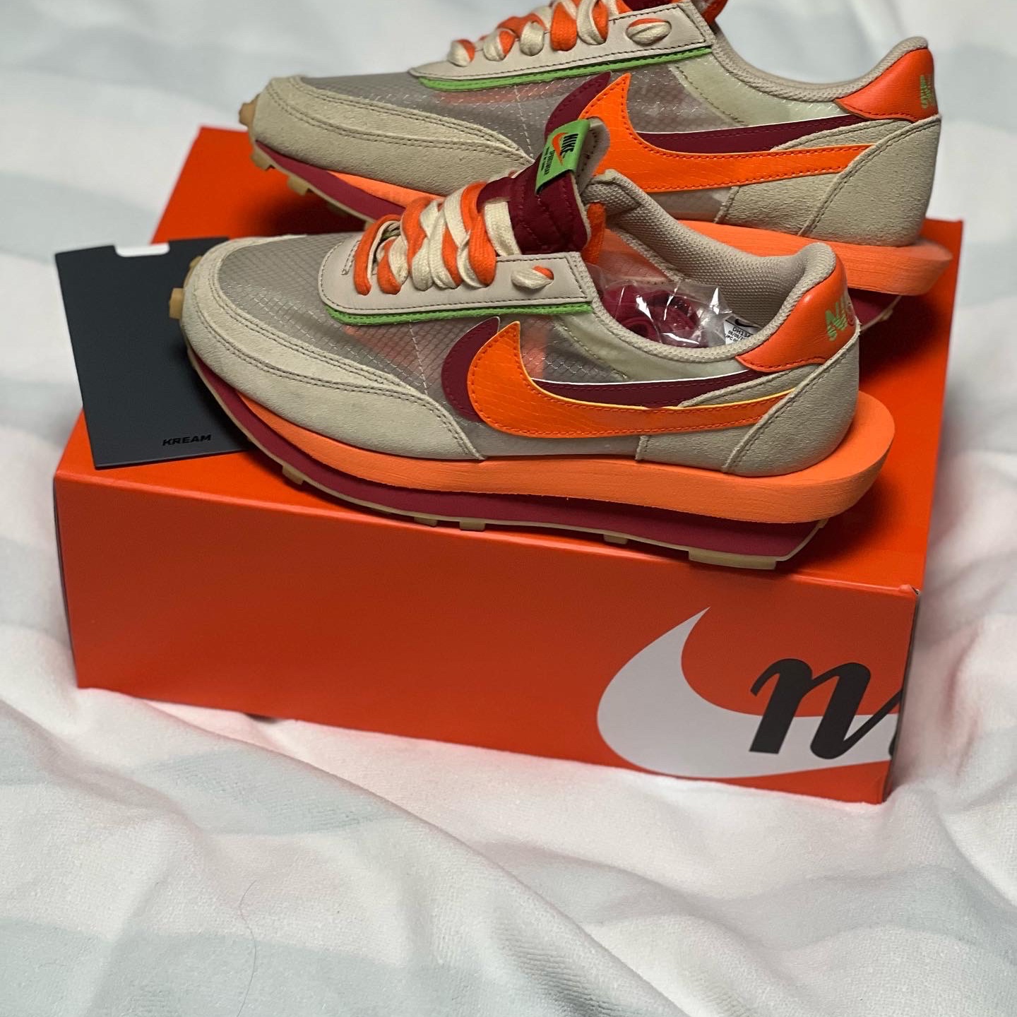 Nike x Sacai x Clot LDWaffle Orange Blaze 착용 스타일 - 2