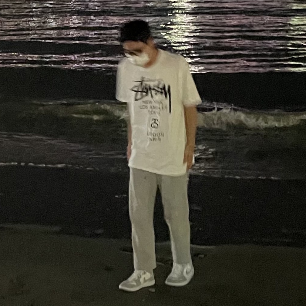 Stussy World Tour T-Shirt White, (W) Jordan 1 Mid Wolf Grey 착용 스타일