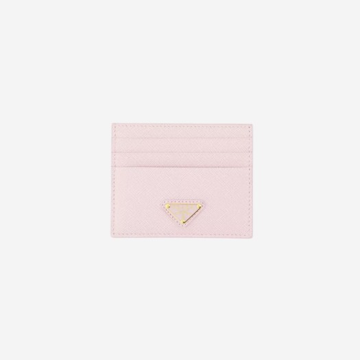 프라다 사피아노 레더 트라이앵글 로고 카드 지갑 앨러배스터 핑크