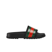 Gucci Web Rubber Slide Sandal Black