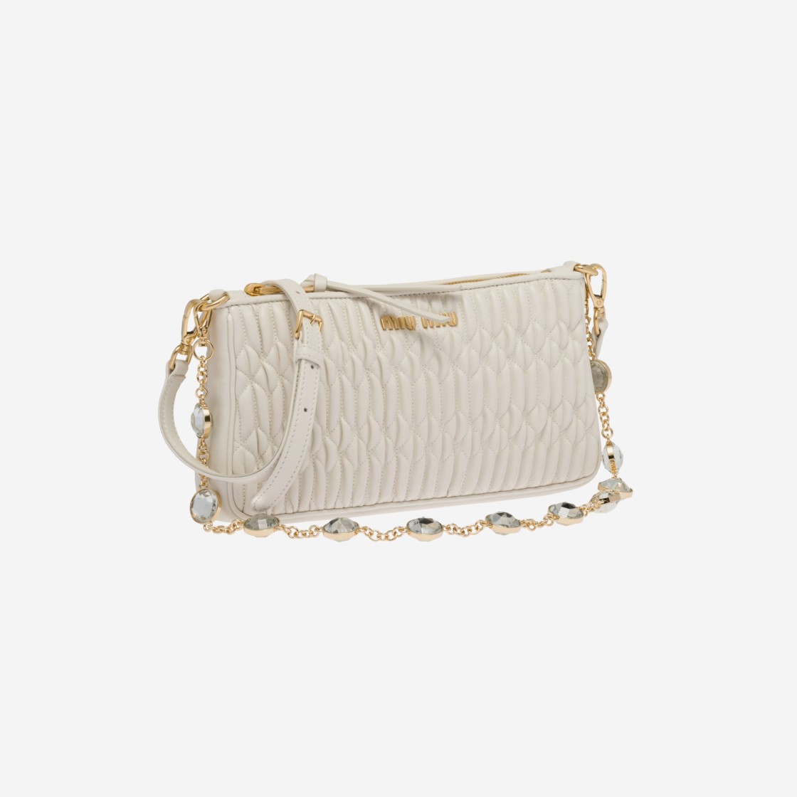 Miu Miu Nappa Crystal Mini Shoulder Bag White 상세 이미지 2