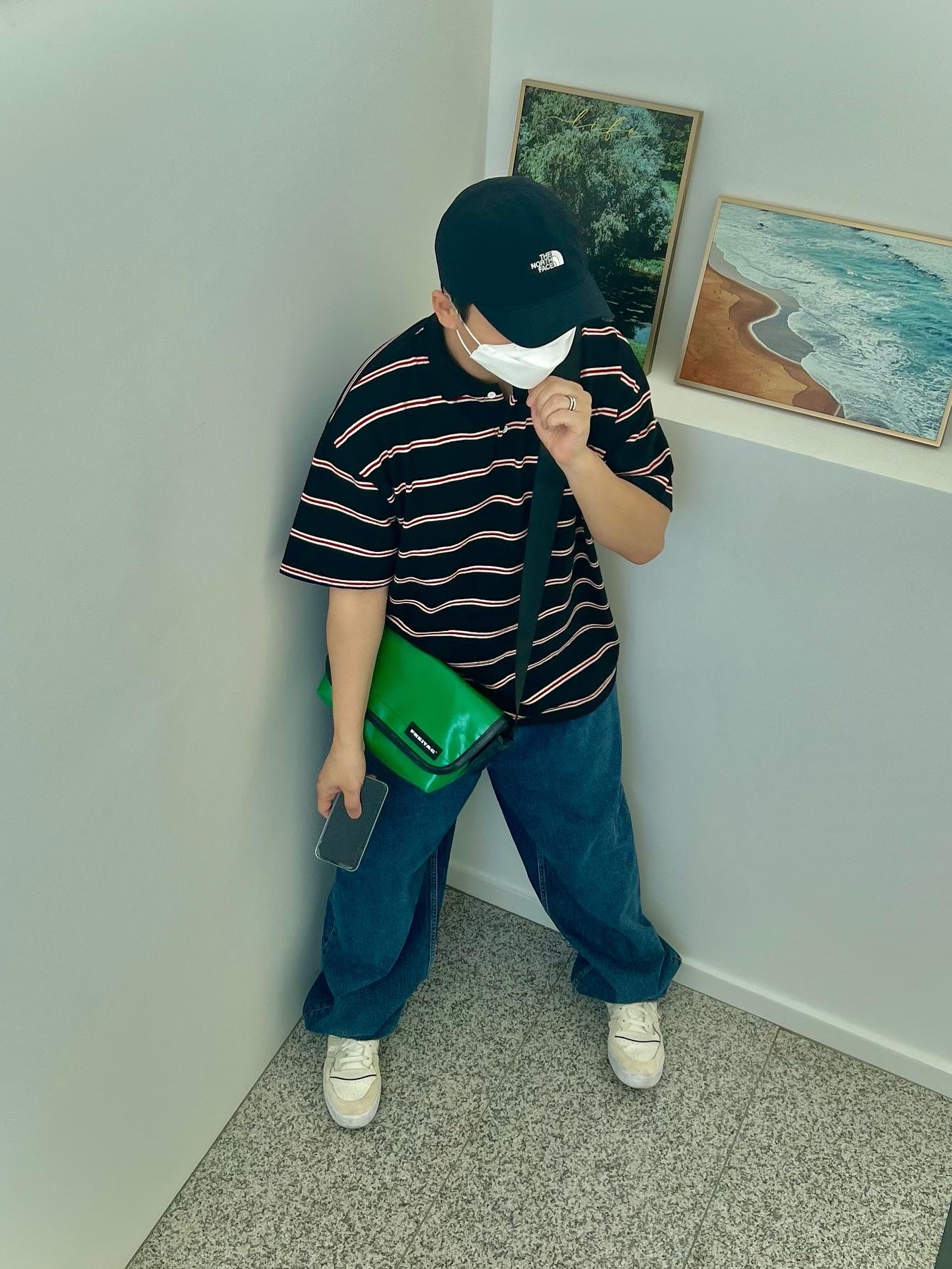 Adidas Forum Exhibit Low Off White Black 착용 스타일 - 2