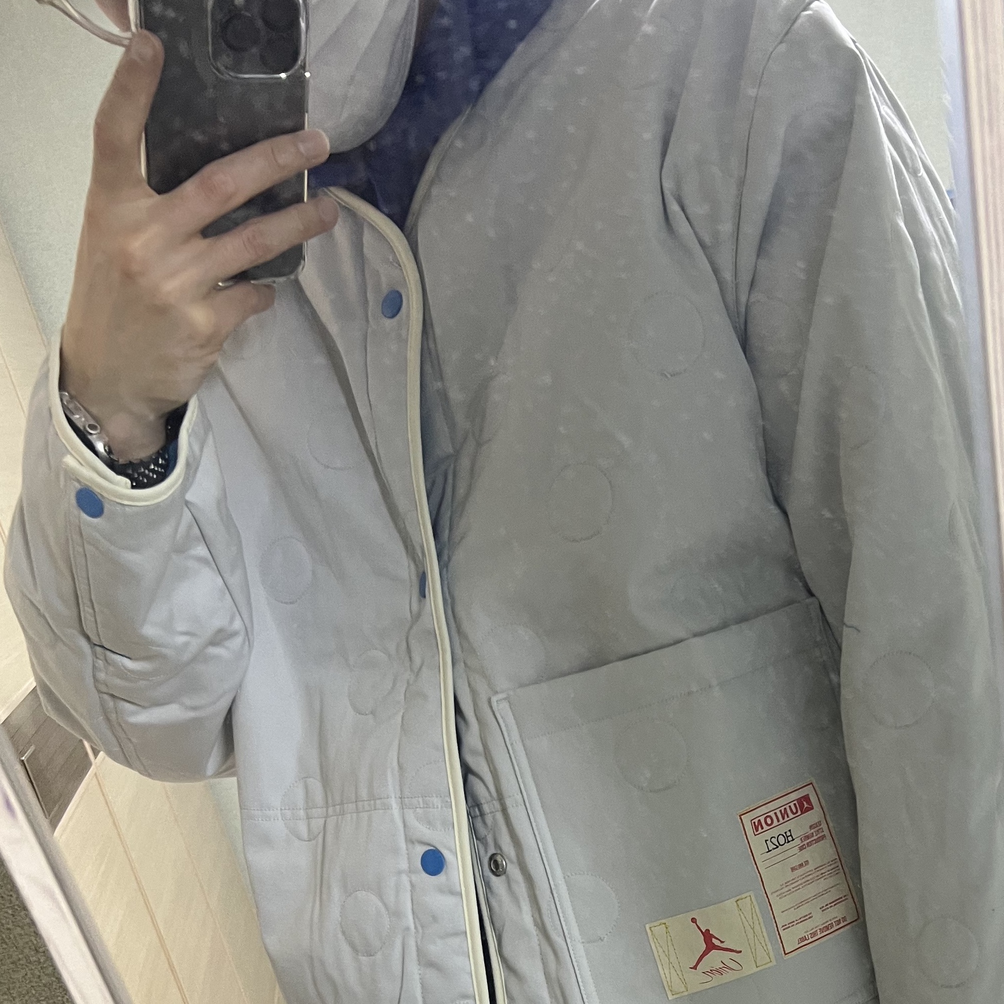 Jordan x Union Reversible Jacket Equater Blue - Asia 착용 스타일 - 3