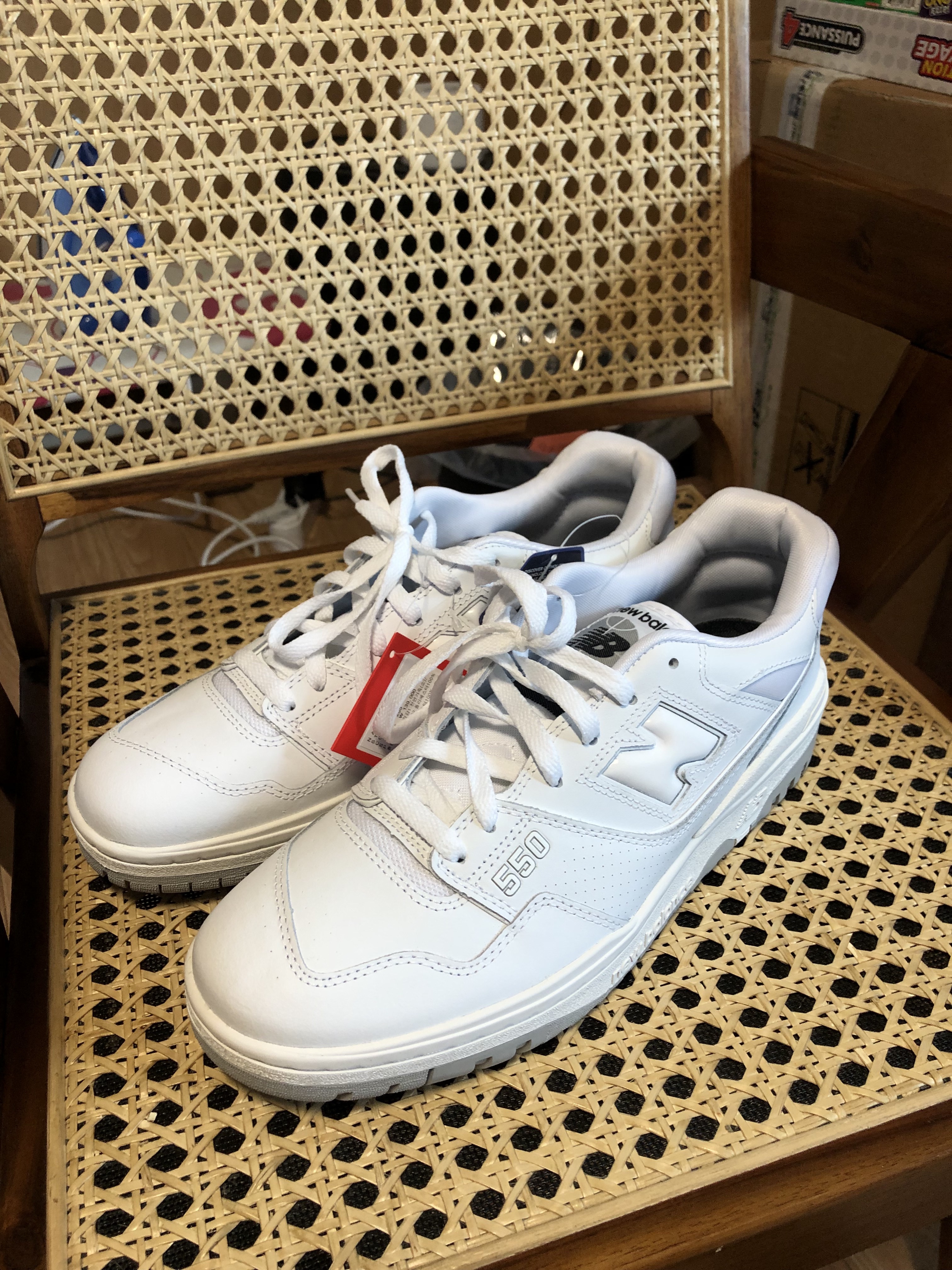 New Balance 550 White - 2E Wide, New Balance 550 White Grey - 2E Wide 착용 스타일 - 4