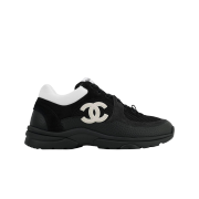 (W) Chanel Sneakers Mesh Suede Calfskin & Black White