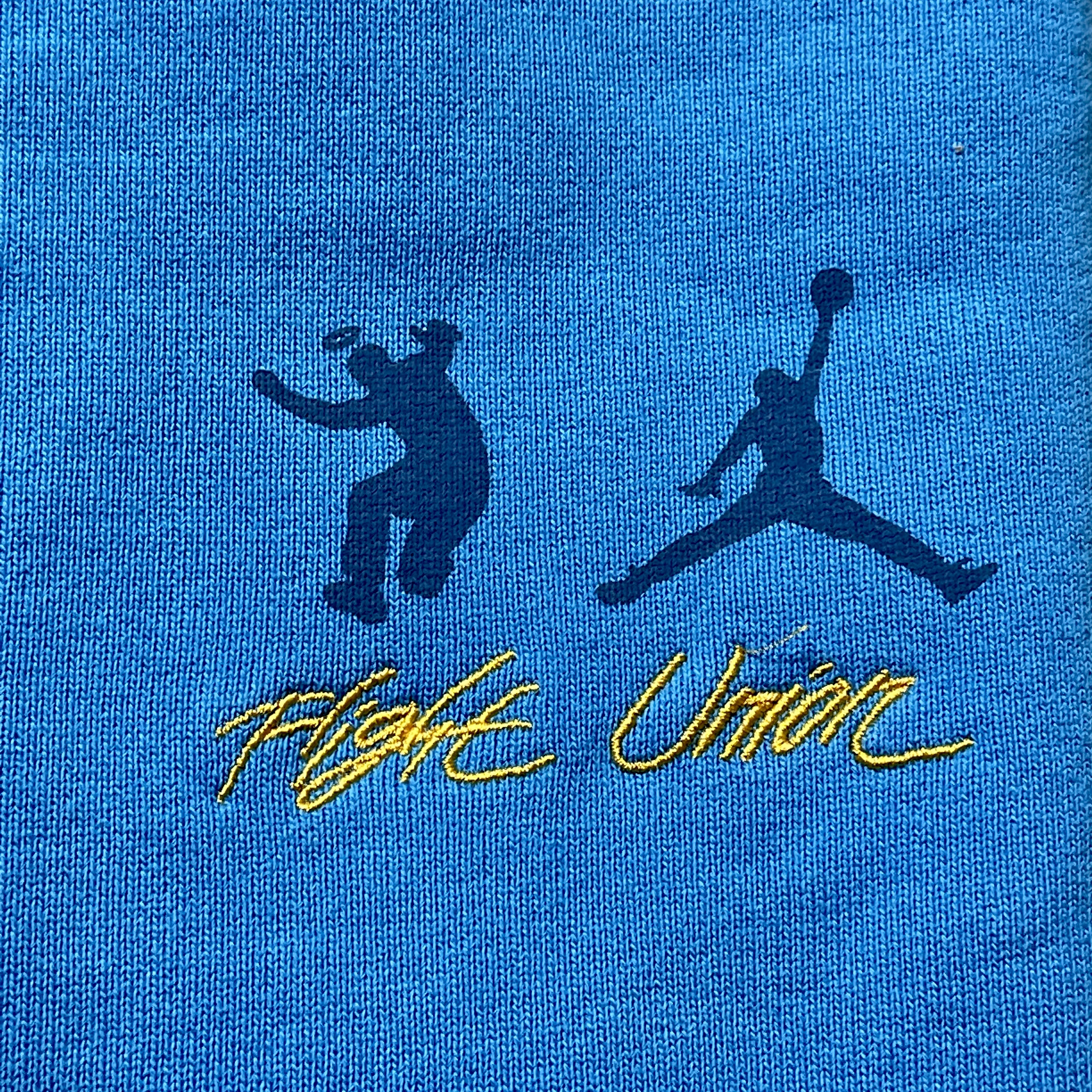 Jordan x Union Fleece Crew Equater Blue - Asia, Jordan 1 Retro High OG University Blue 착용 스타일 - 2