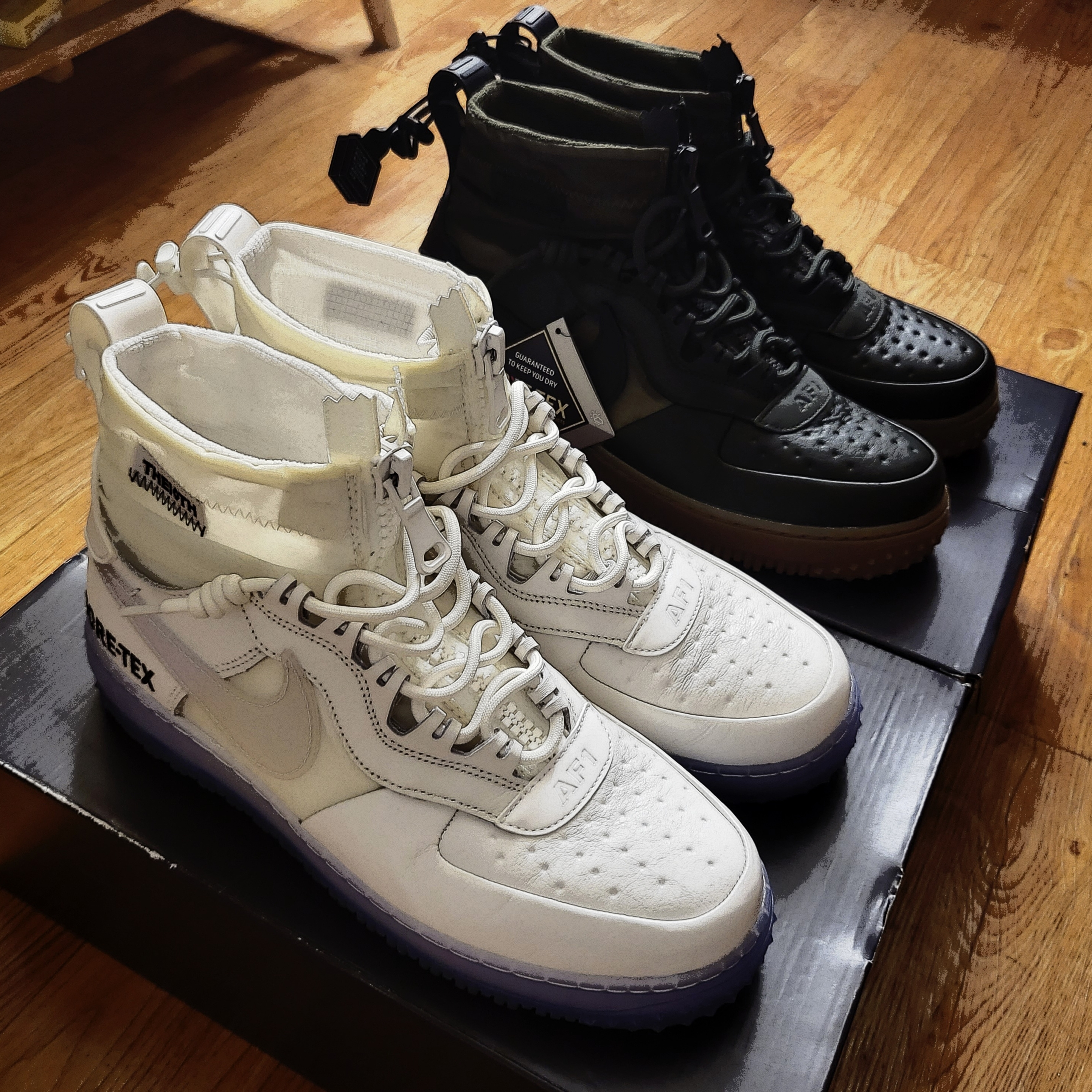 Nike Air Force 1 Gore-Tex High Phantom White, Nike Air Force 1 Winter Gore-Tex Olive 착용 스타일 - 1